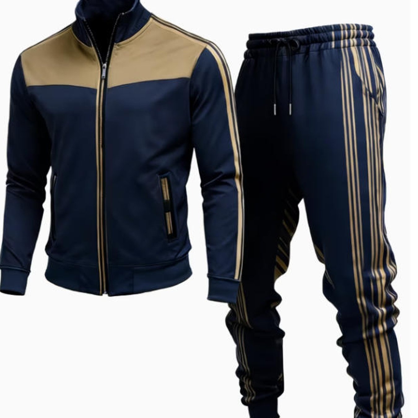 Men's Fashion Casual Block Striped Sportswear Tracksuit For Adult Men Holiday Gift Casual Size Men Clothing, Plus Size