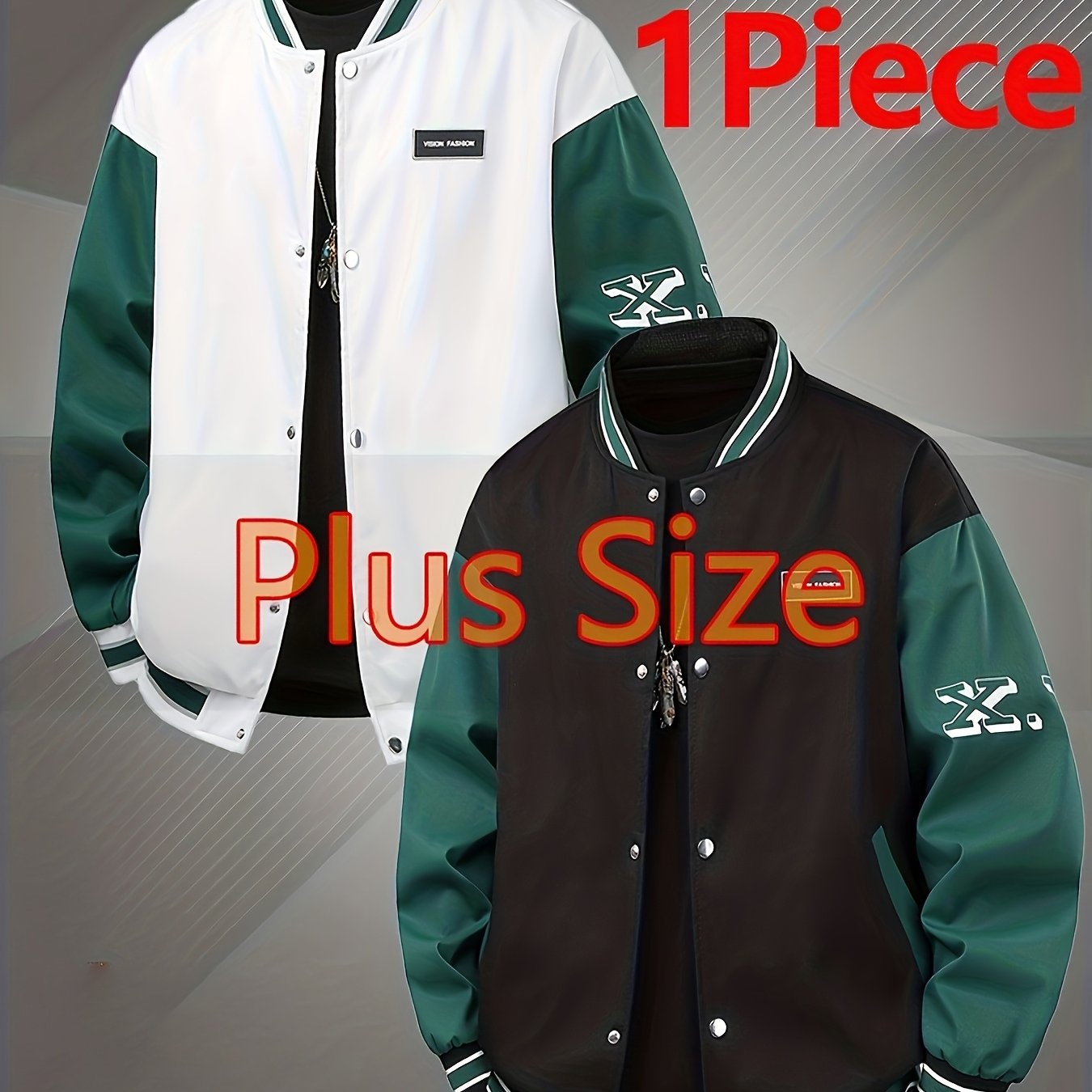 TEMU Men's Plus-size Loose Thickened Fleece Jacket, Stylish Pilot Jacket For Outdoor Wear, Suitable For Autumn And Winter; Perfect For Occasions: