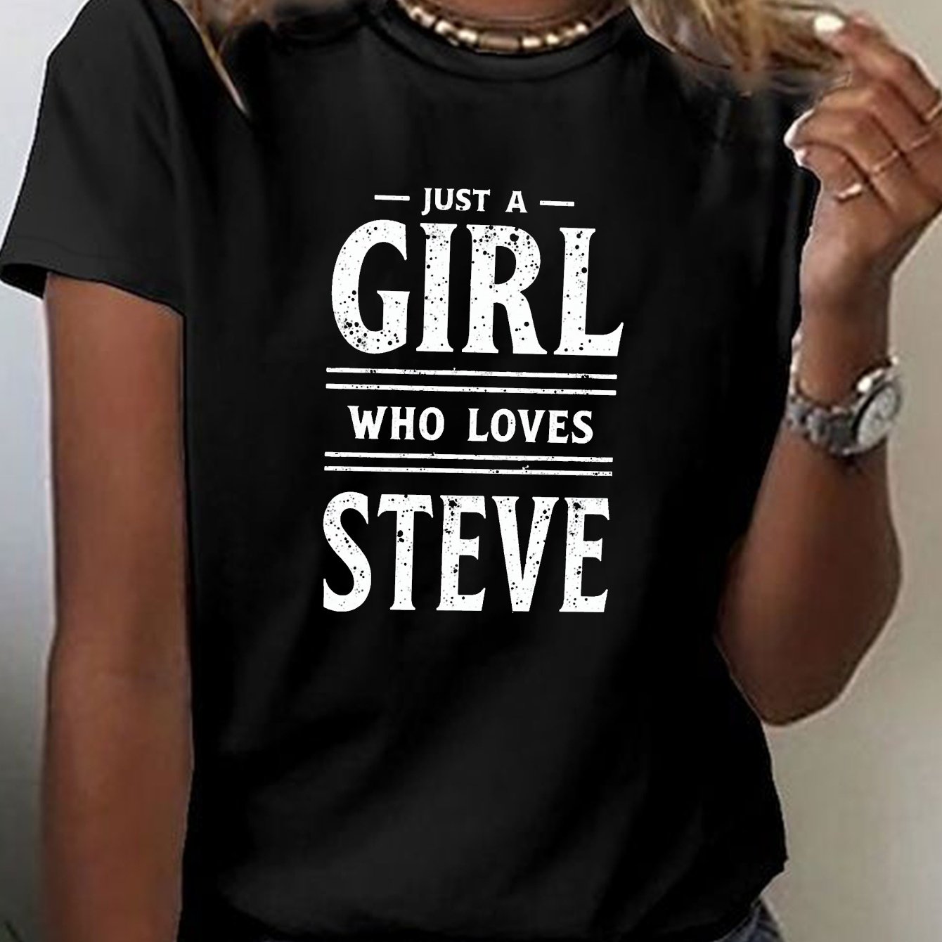 TEMU Just A Who Print T-shirt, Short Sleeve Crew Neck Casual Top For Summer & Spring, Women's Clothing