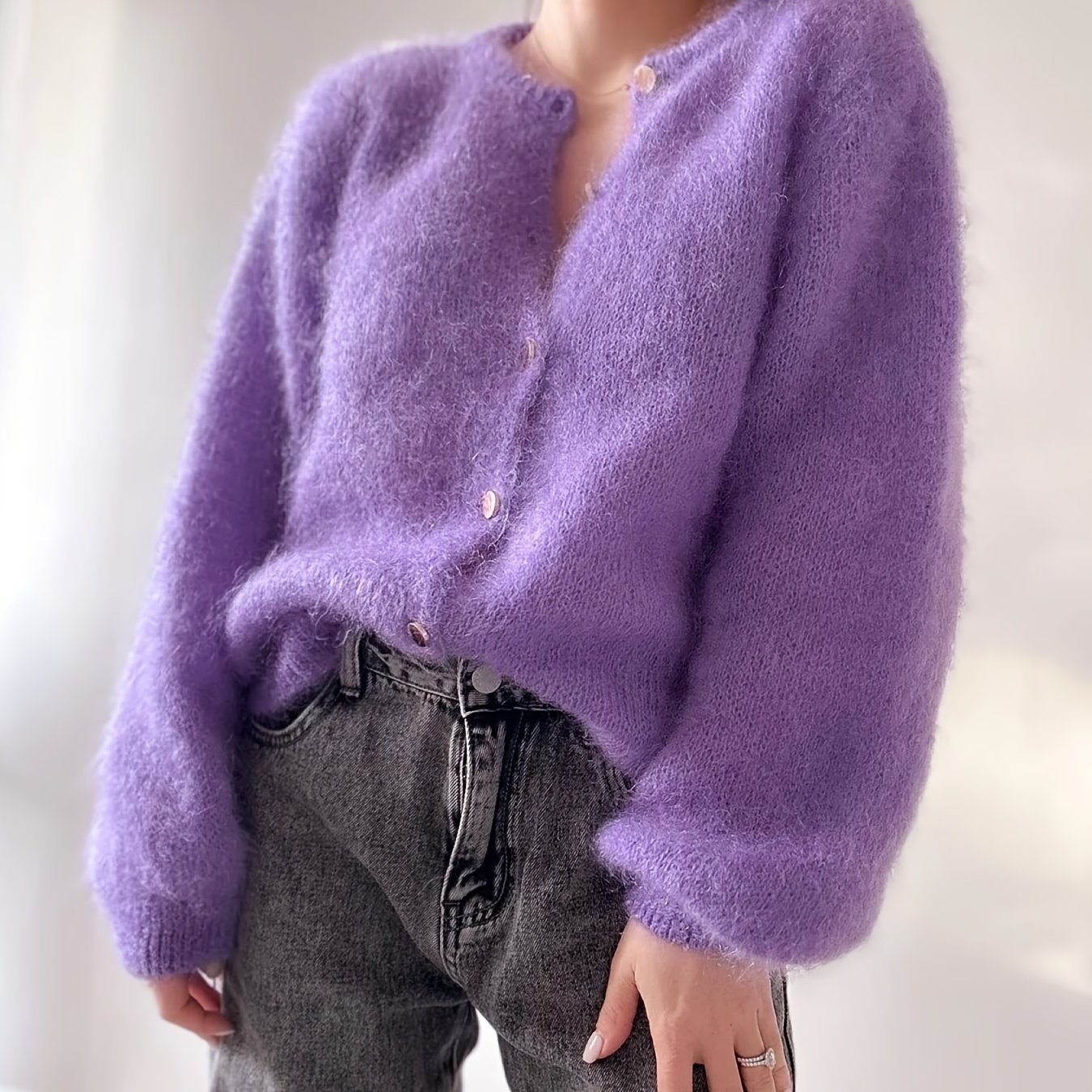 Winter Cardigan Casual Elegant Knitwear Solid Color Women's Summer