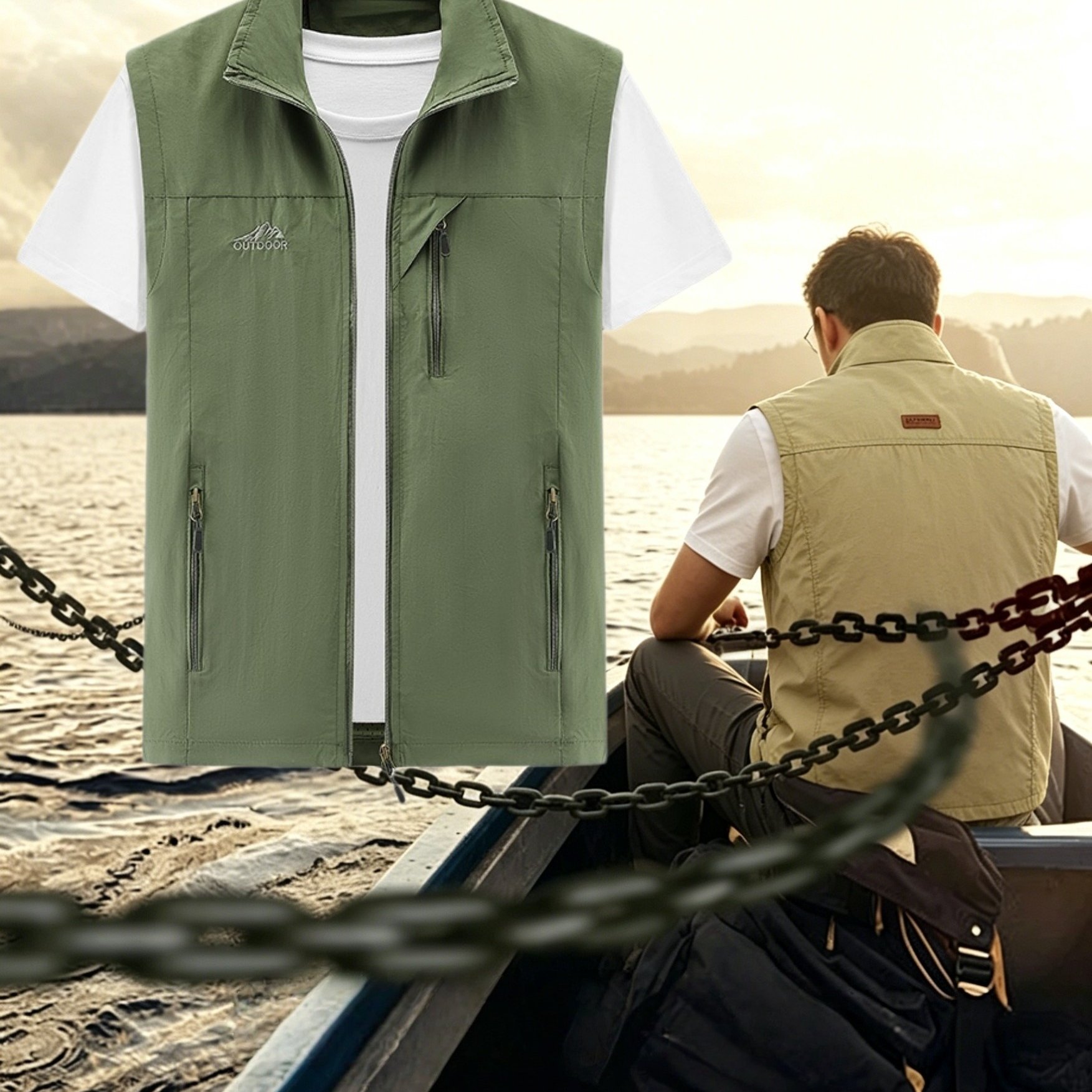 TEMU Spring Summer Autumn Vest Men's Casual Stand-collar Multi-pocket Workwear Outdoor Photography Fishing Waistcoat Jacket, Party Vest, Stadium