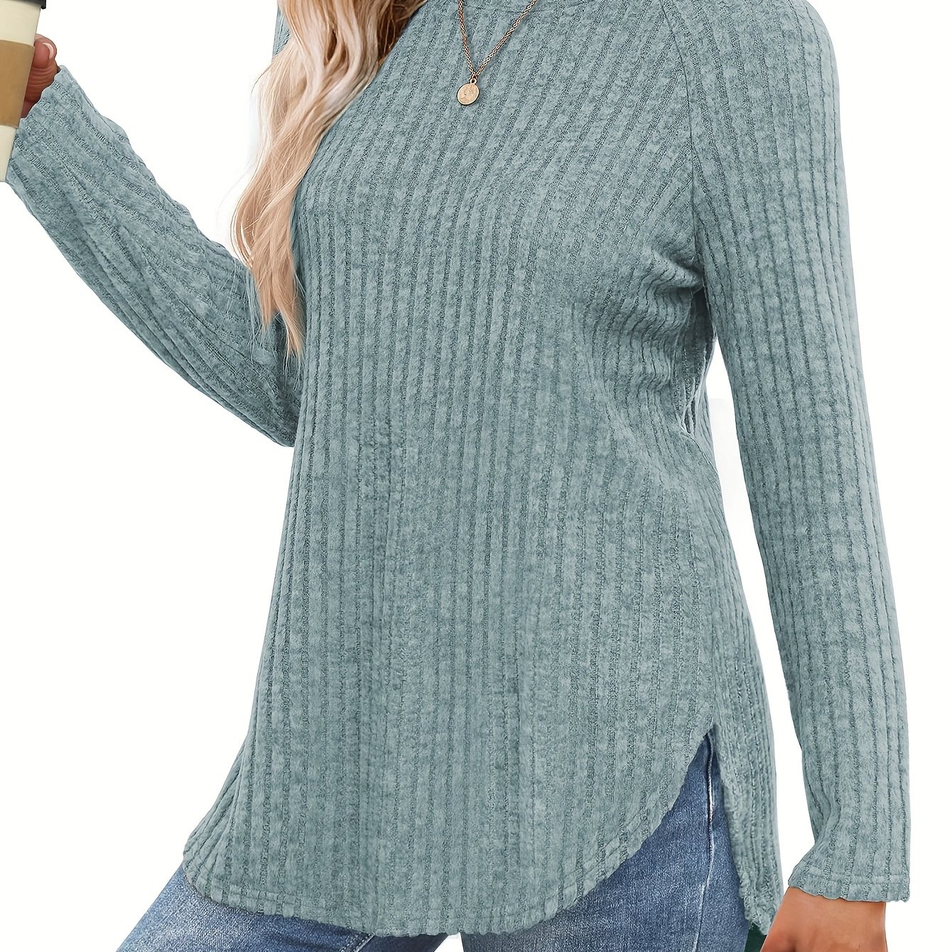 TEMU Haut décontracté à manches longues pour femmes - Sous-vêtements doublés pour et l'hiver - T-shirt ou veste d'extérieur