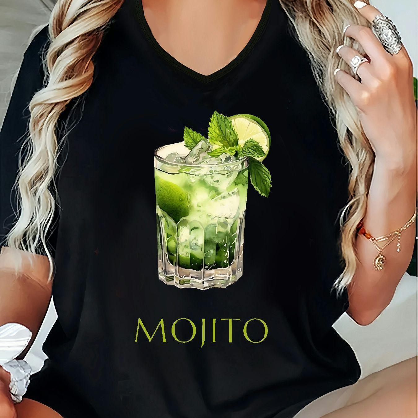 TEMU Plus Size, 2025 -neck T-shirt Versatile Printed Short-sleeved Lax Micro-elastic Fabric Printed
