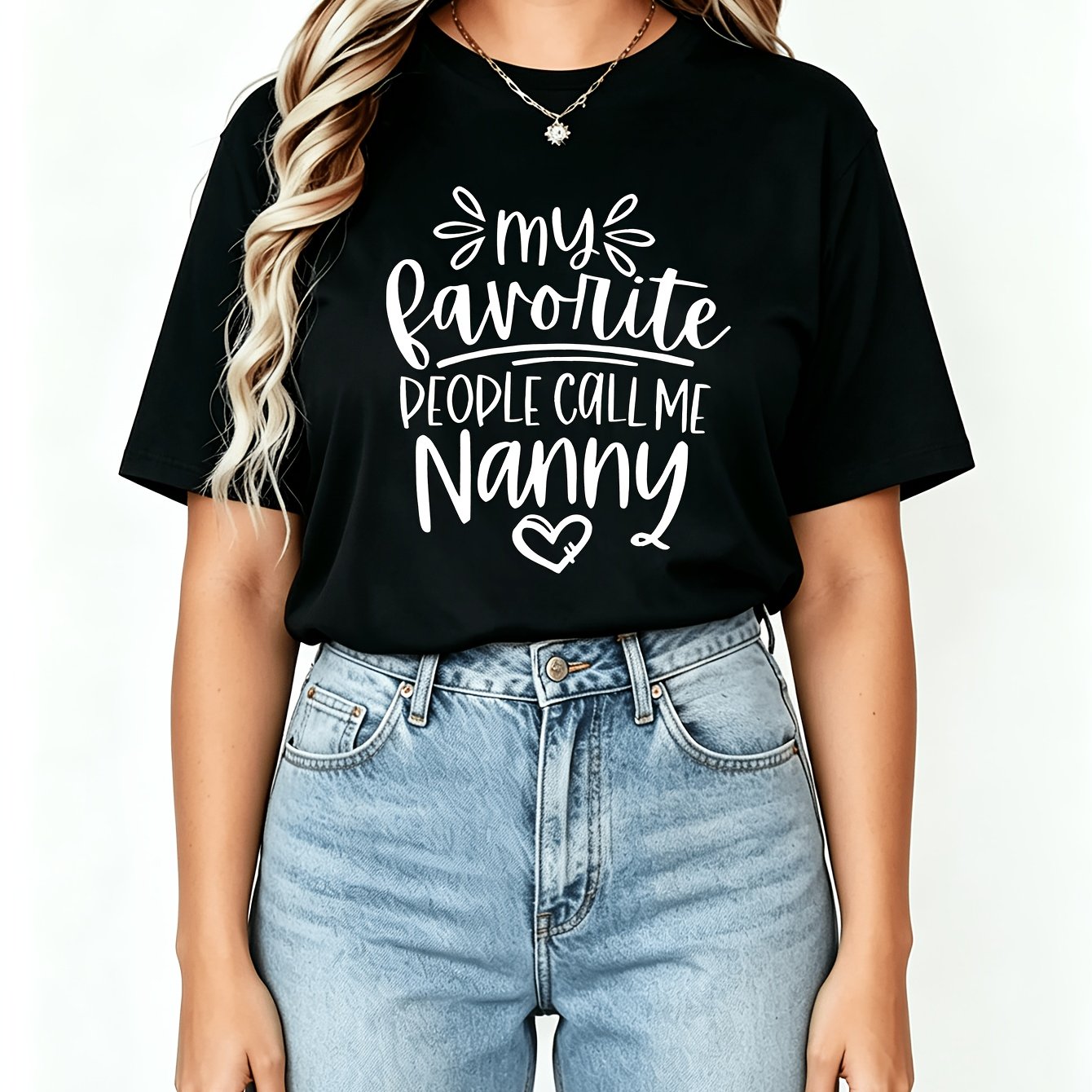 TEMU Plus Size Women's Round Neck Short Sleeve T-shirt 0xl-8xl Love Heart English Slogan Printed Top Home Daily Casual Loose Plus Size Women's