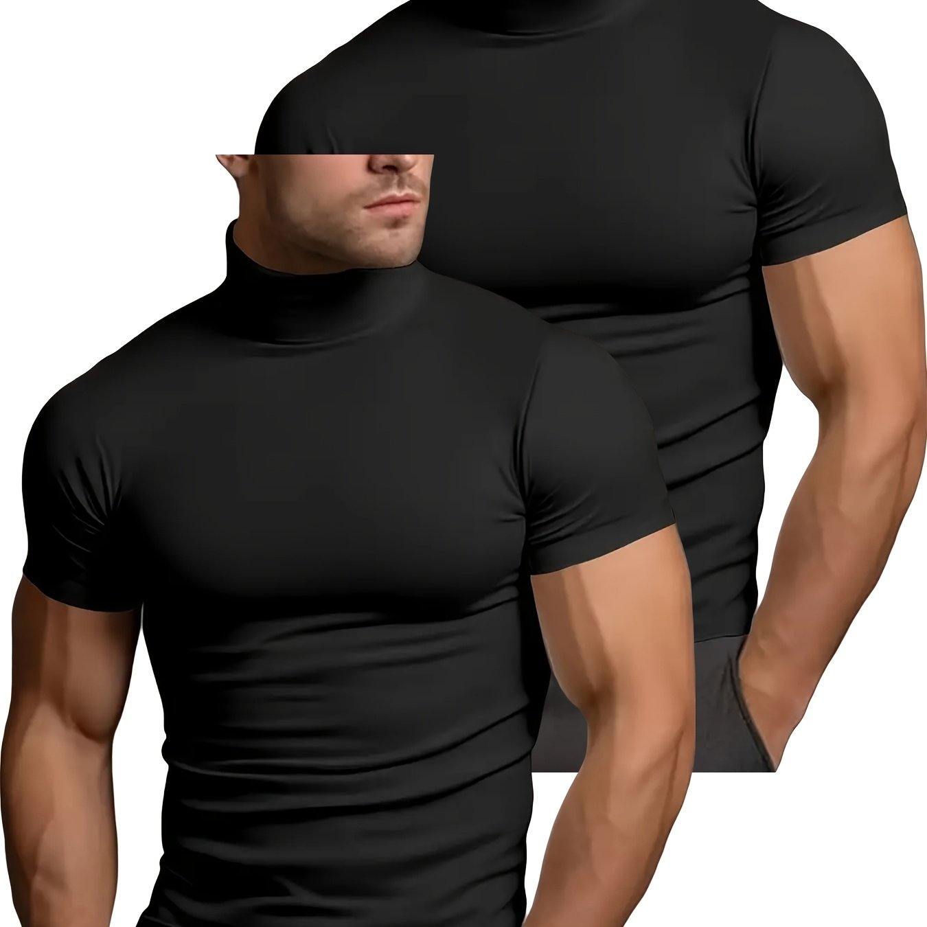 2pcs Men' Color Stretch Short Sleeve Crew Neck Sports T-shirt