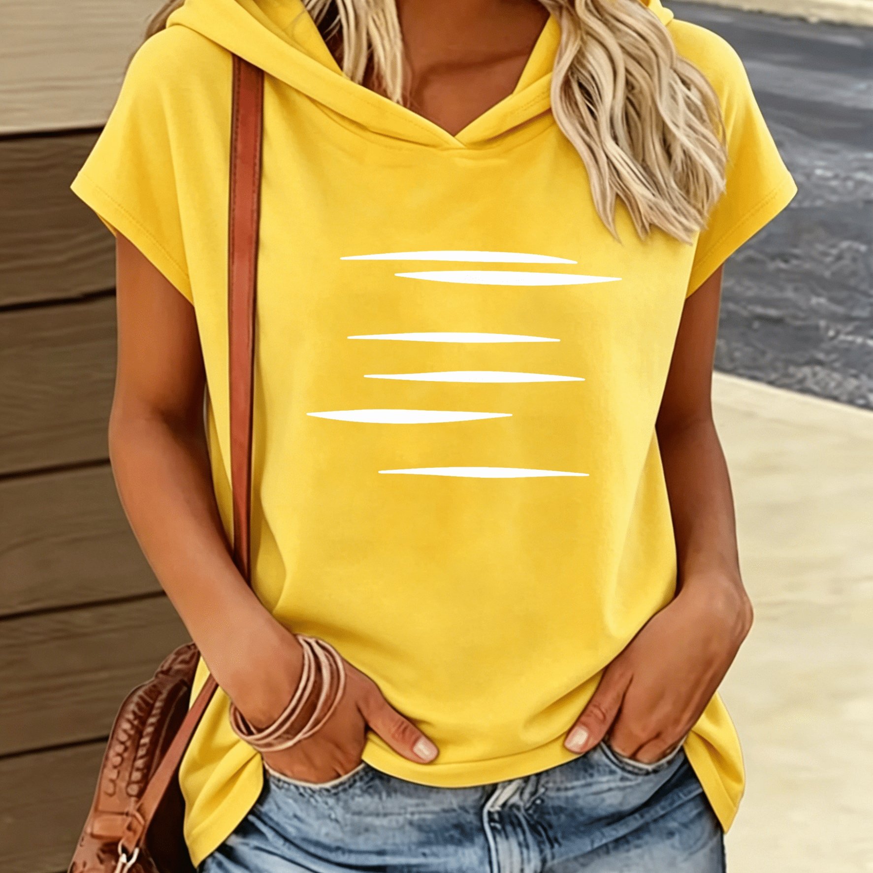TEMU 1 Stück Kapuzenoberteil Easy Casual All-Match Style Sommer Neuer Y2K Style Damen Casual Sportbekleidung Elegante Mode Bequemes T-Shirt Top