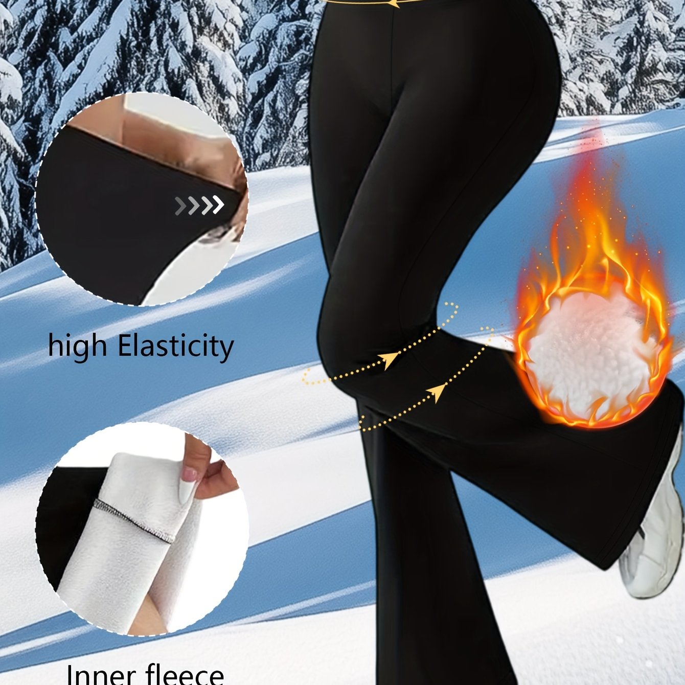 E-shop Damen-Leggings mit Futter – Winter- Herbst-Casual-Schlaghosen, Modische Eng Anliegende Warme Hosen Bequeme Strumpfhosen, High-Waist Slim-Fit