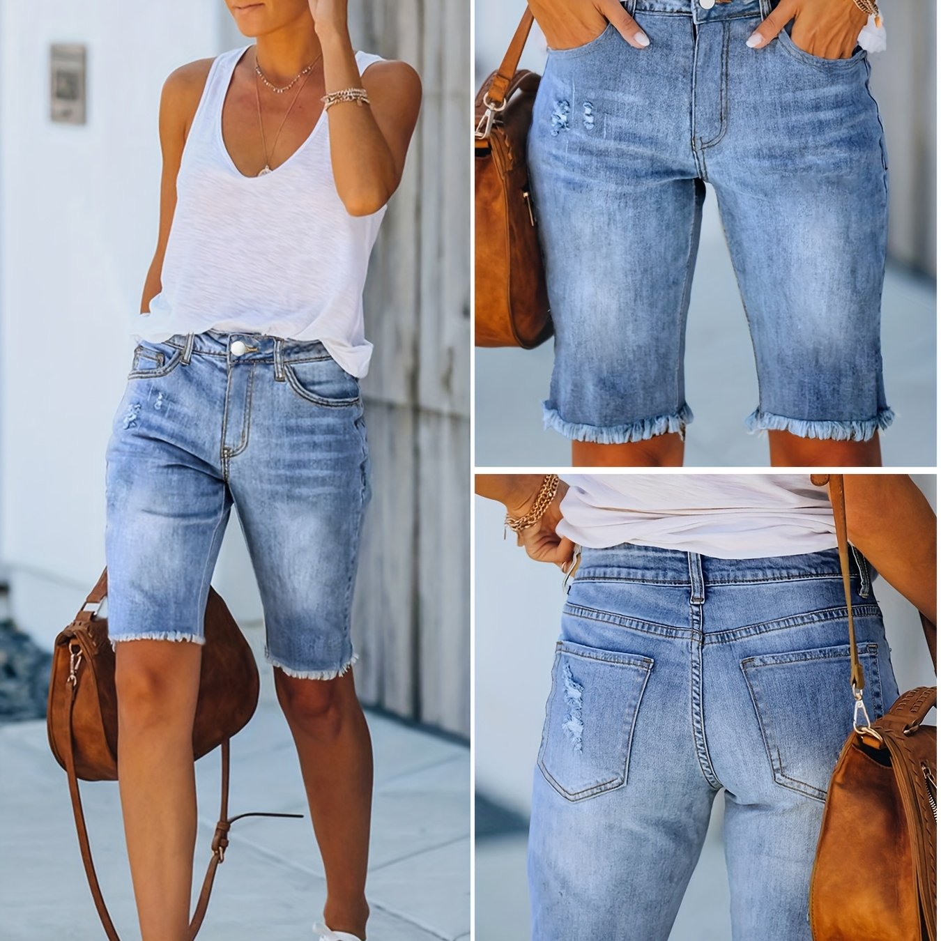 Premium, Light , Denim, Women's Shorts, Summer, Lightweight, High-waisted, Stretch Casual, Hot Pants