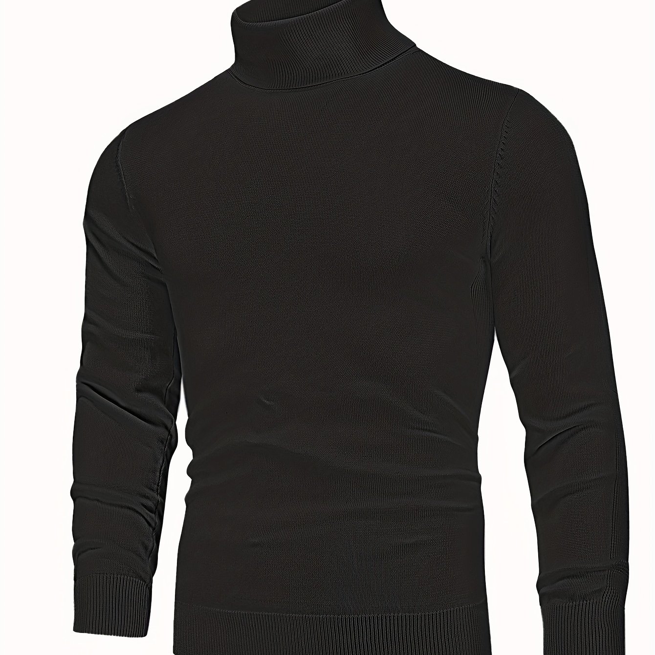 TEMU Men' Color Casual Slim-fit Basic Turtleneck Knit Pullover Sweater For