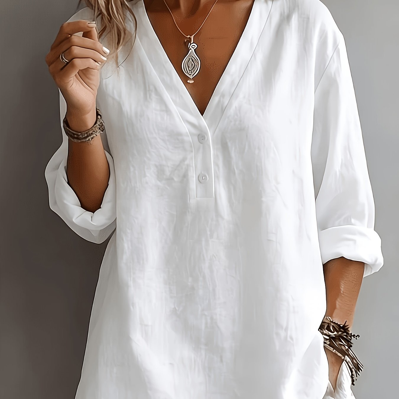 TEMU Camicia da Donna Elegante con Scollo Vestibilit� , Top a Maniche Lunghe con a Bottoniera, Traspirante e Fluttuante per Pendolarismo,