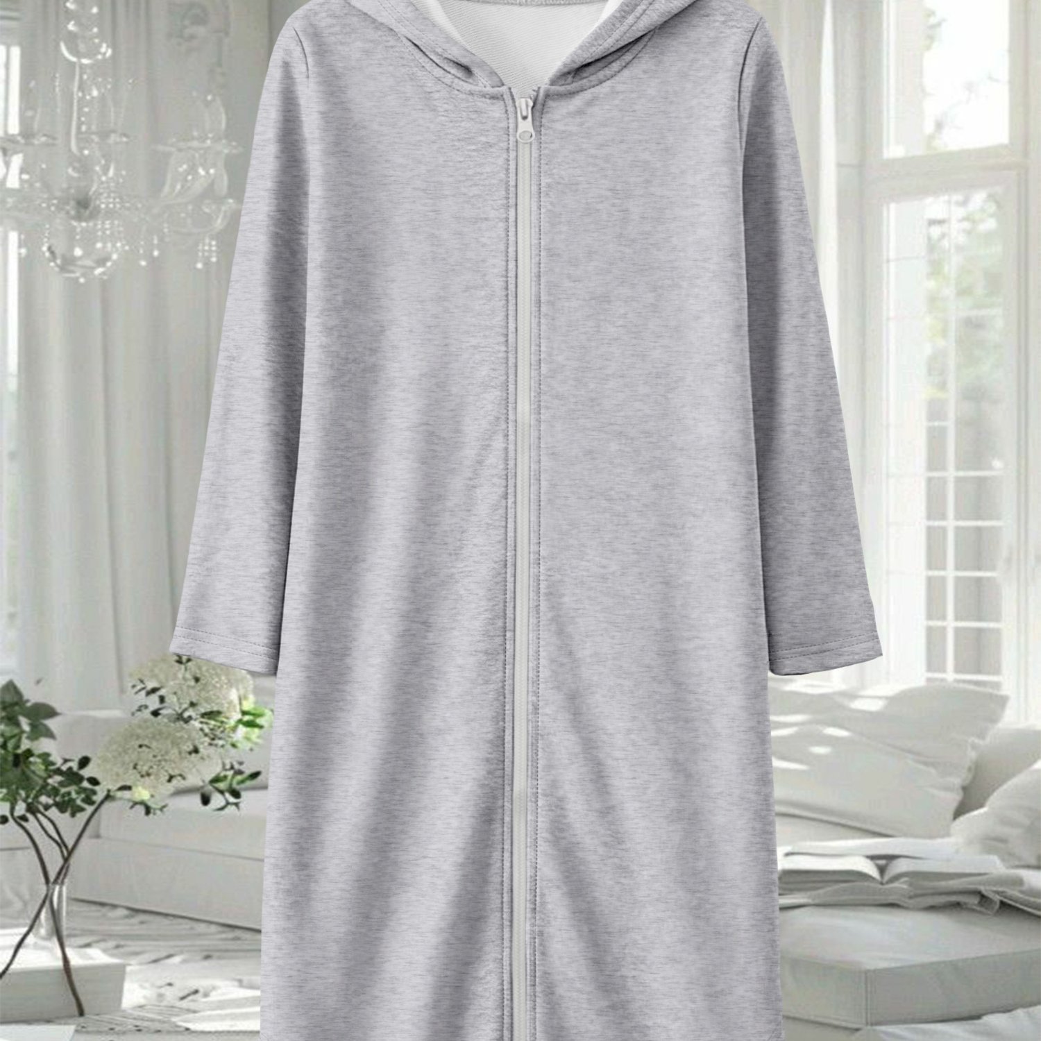 TEMU Women' Delicate Hooded Long Coat For Autumn & Winter, Stylish And , Minimalist And Versatile, Casual And Comfortable For Autumn - Winter Vibe