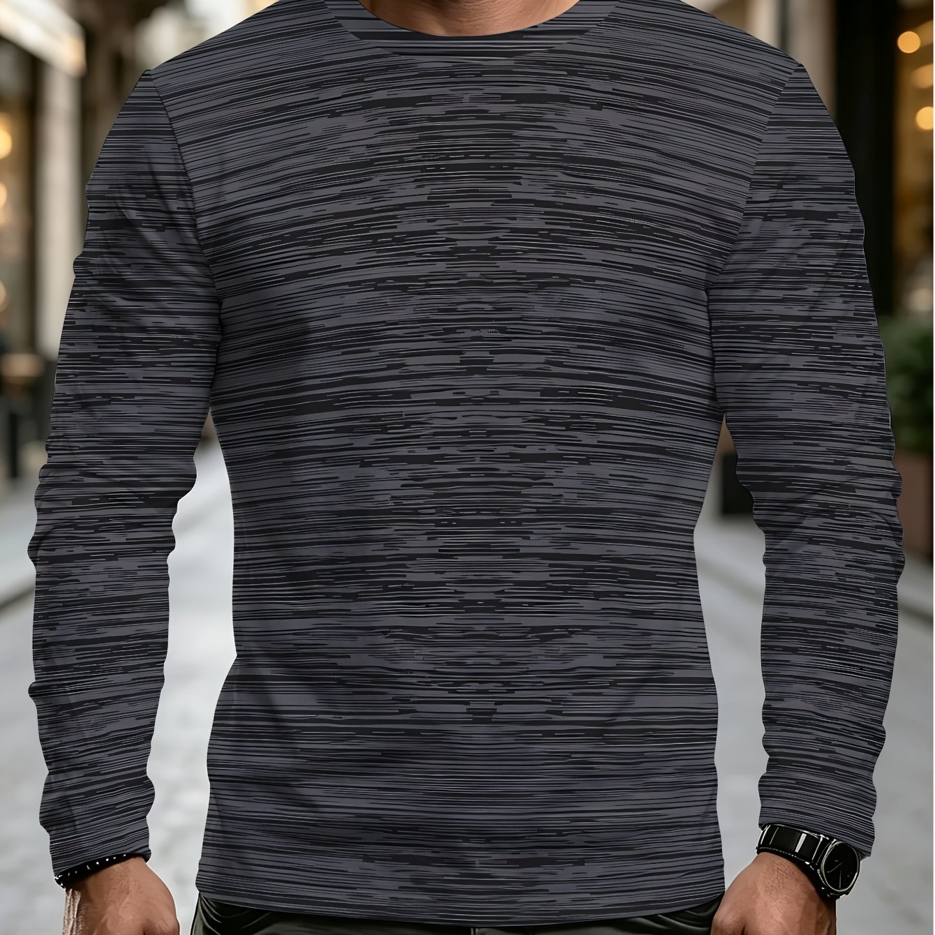 TEMU [printed Design-not Textured] Men's Round Neck Long Sleeve T-shirt, Casual Comfortable Tee, Suitable For Spring And Autumn, Sports Outdoor
