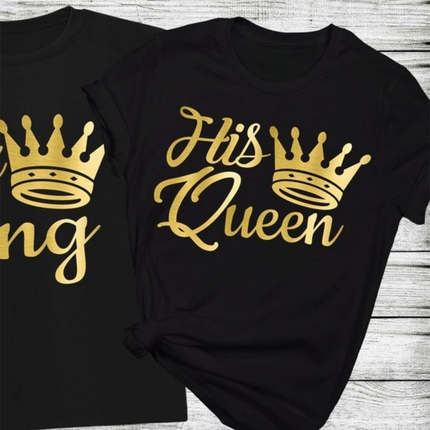 Image of 1pc Matching Couples T-shirts - His & Her Print Crew Neck Tees, Loose Fit Short Sleeve Shirts For , Wedding Gifts, Christmas & Valentine's Day Gifts Suitable For Lovers, Wear