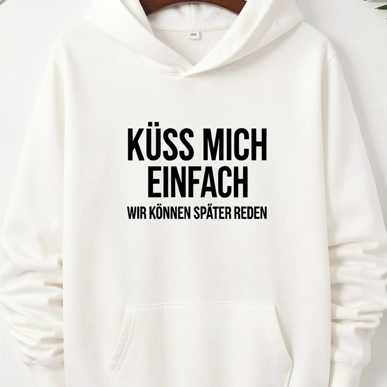 Image of 1pc, Can Women's Hoodie, German Quote Graphic Hooded Sweatshirt, Long Sleeve Pullover With Kangaroo Pocket, Loose Fit Streetwear Top For Fall Winter, Daily Wear, Travel And