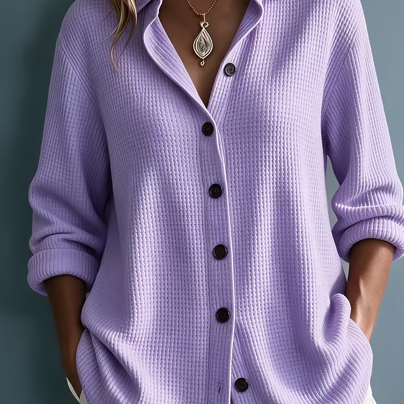 TEMU Grande Taille - Nouvelle Tendance Automne Hiver Couleur Unie Bouton de Manchette Fermeture Éclair Manches Longues Haut