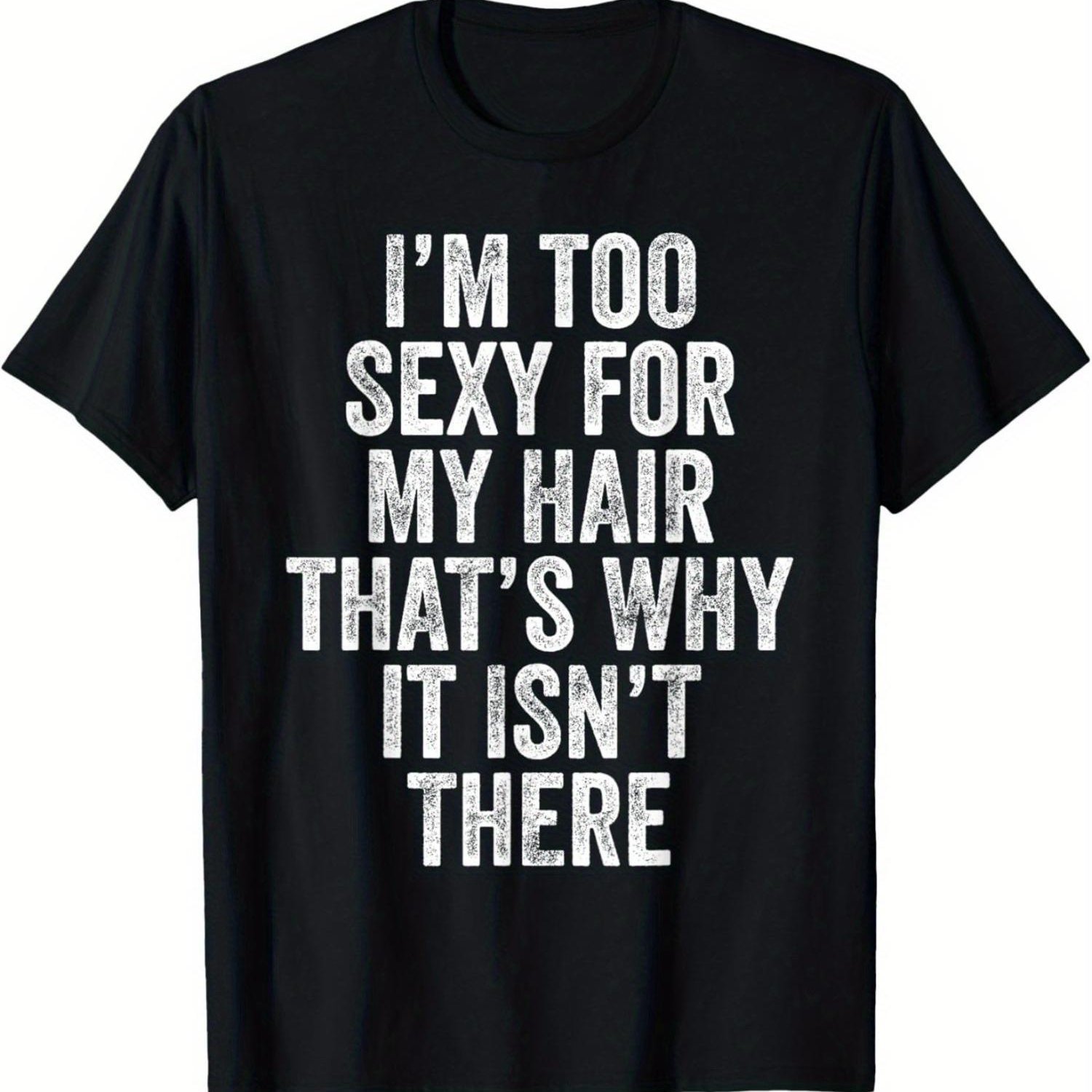 TEMU Men's Funny T-shirt - " Is " Text Humorous Short Sleeve Shirt - Soft Crew Neck Top - Everyday Casual Wear - Machine Washable Heat Transfer Print