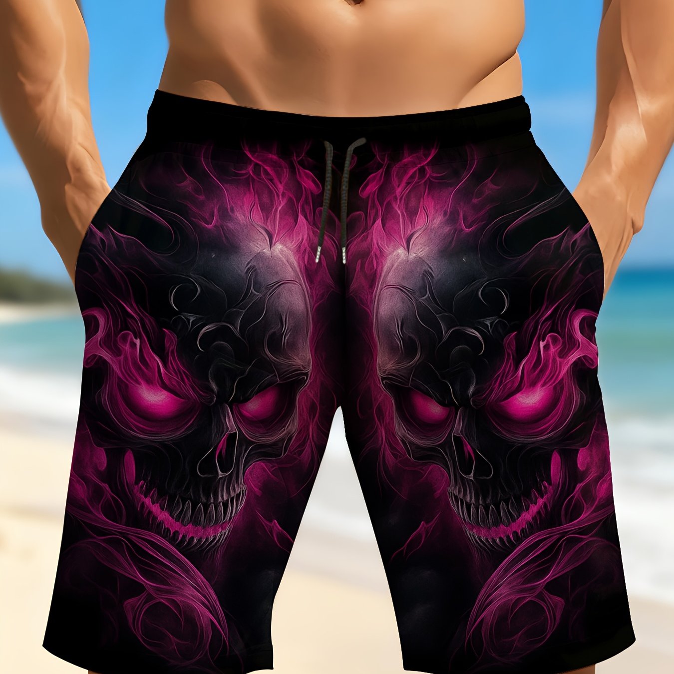 TEMU Men's Quick-dry Swim Trunks With Adjustable Drawstring Waistband - Surfing Shorts, Ideal For Beach, Pool, And Summer Activities | Machine