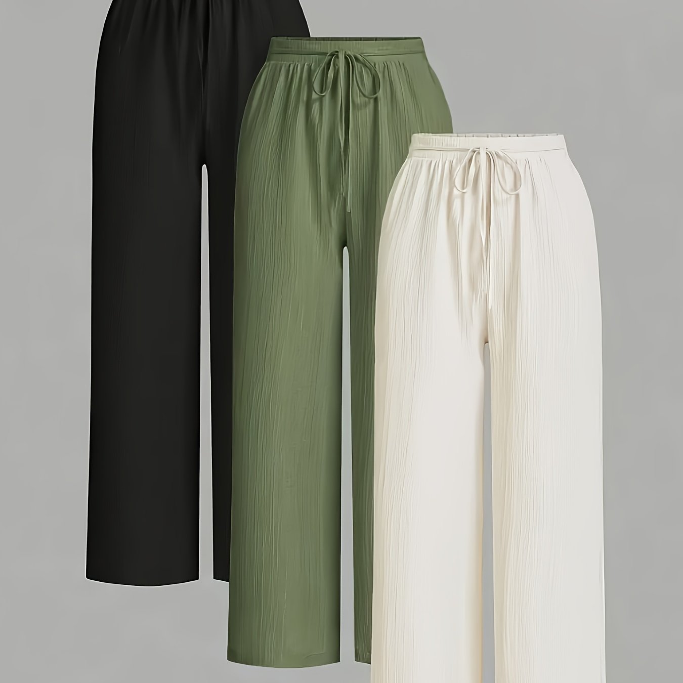 3pcs Set Solid Color Long Pants