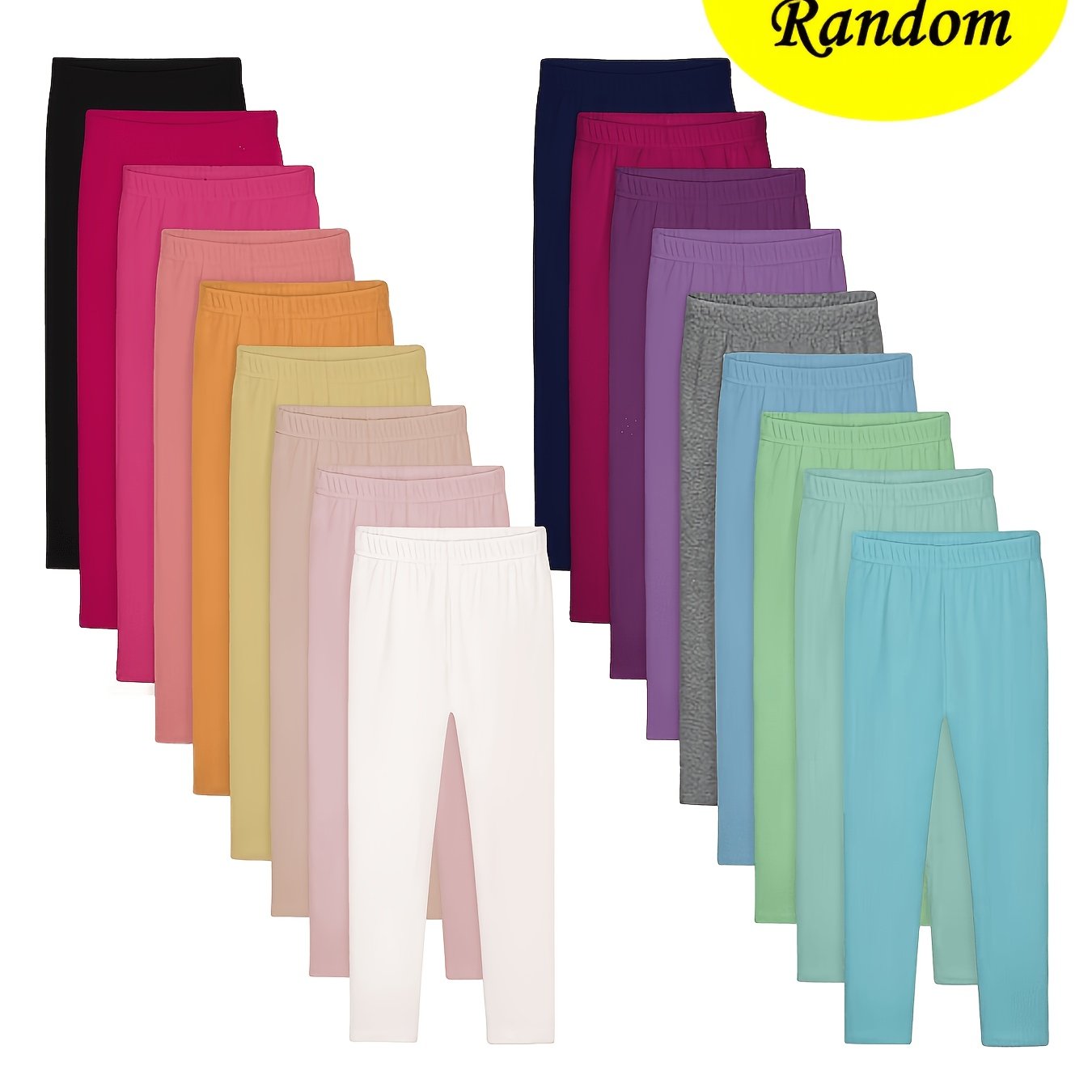 TEMU Random 10pcs Of Girls' Cotton Leggings, Children's Set With Elastic Waistband, Full Length Footless Soft Leggings, Girls' Clothing, Christmas