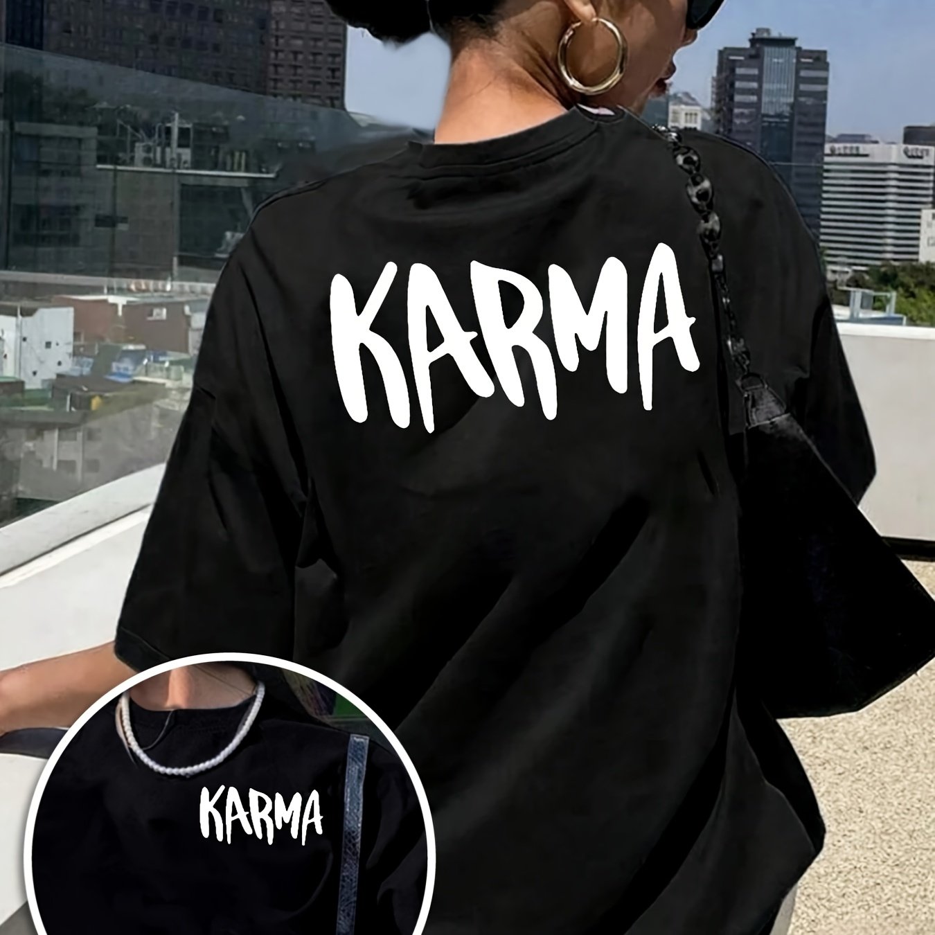 E-shop Plus Size Grafik-Print T-Shirt, Kurzarm Rundhals Casual Top für Sommer & Frühling, Damen Plus Size Kleidung
