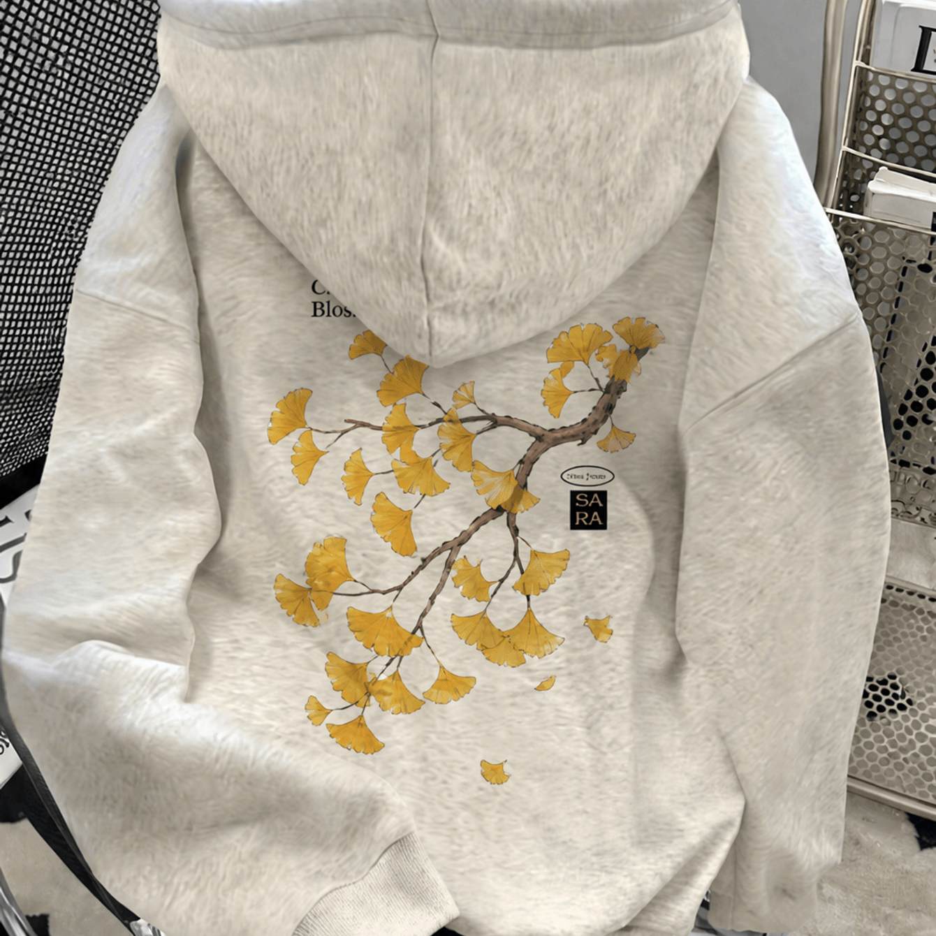 Image of New Women's Hoodie Golden Ginkgo Leaf Branch Artistic Print Trendy Sweatshirt Casual Loose Fit Thickened Woman's Hoodie Warm Winter Autumn Outdoor Daily Wear Gift For Friend