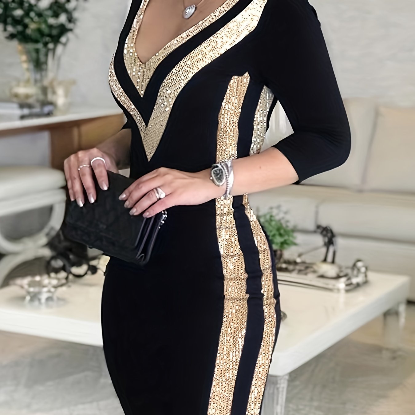 E-shop Directed AC110 Abendkleid mit Pailletten. Pailletten können jederzeit getragen werden, modisches und vielseitiges Kurzkleid. Kleid mit