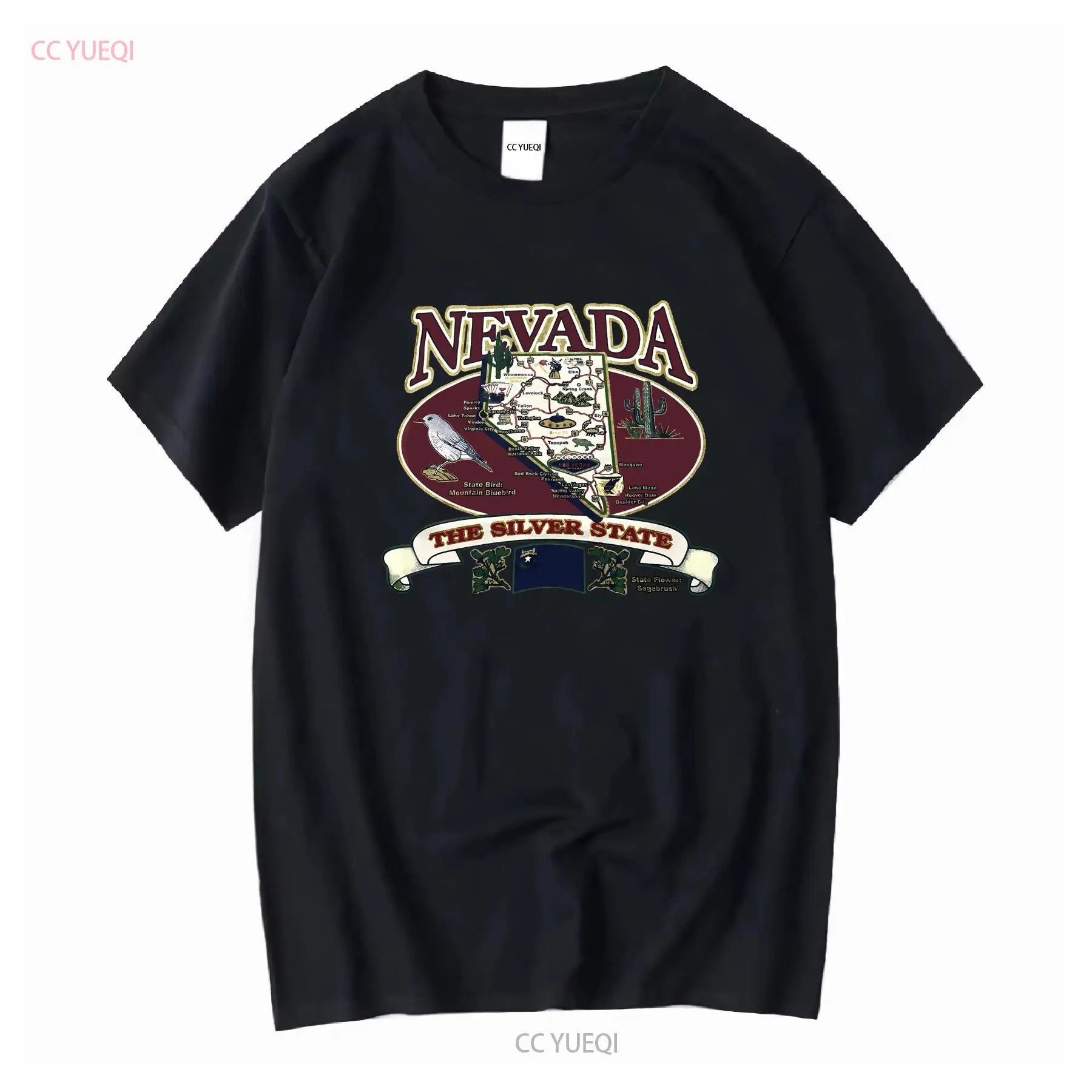 Vintage T Shirt Gray Las Vegas Hoover Dam Travel Map Art Long Or Short Sleeves Vintage Washed Stylish