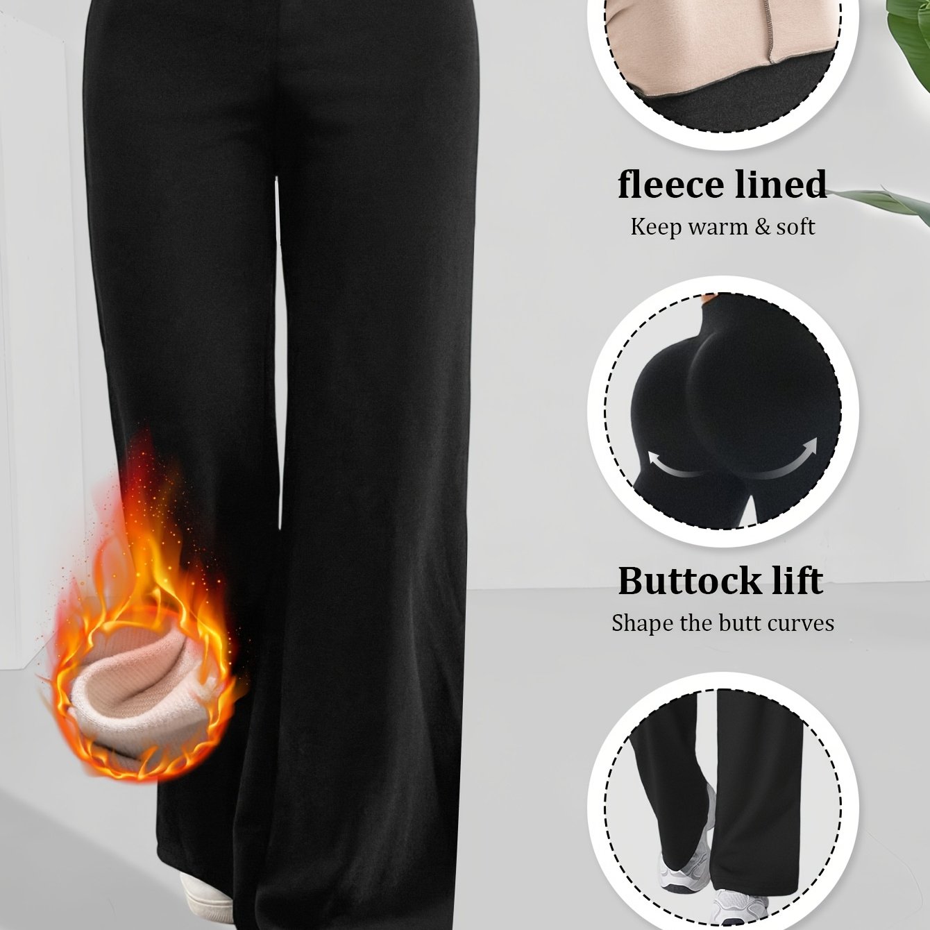 E-shop 1 Stück Damen Winterweite Hose mit Doppelseitigem - Hochtaillierte Gerade Bein Vollständige Länge Hose Geeignet für Pendeln, Business, Yoga &