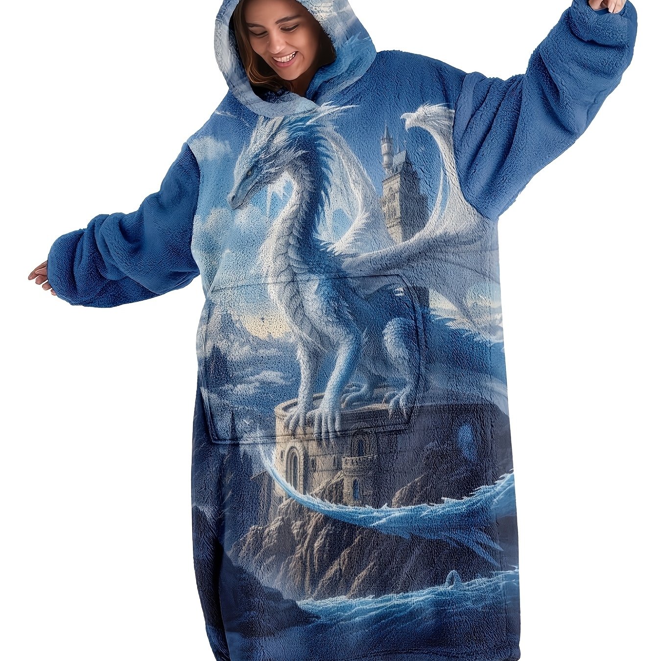 TEMU Men's Hooded Bathrobe, Unisex Couple's Fleece Bathrobe, Long Men's Pajamas, Unisex Casual Homewear, Thick Warm Couple's Men's And Women's Hooded