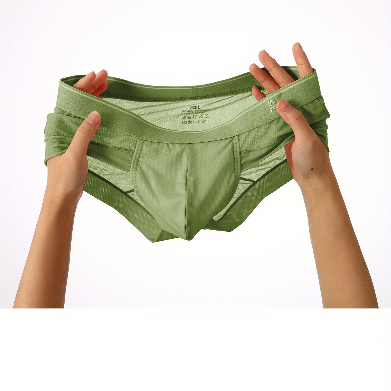 TEMU Men's Briefs, Low-waist Sexy Ultra-thin Nude Ice- Mesh Traceless Large Pouch Underwear Men's Net Breathable Sports Casual Shorts Trunks Bottom