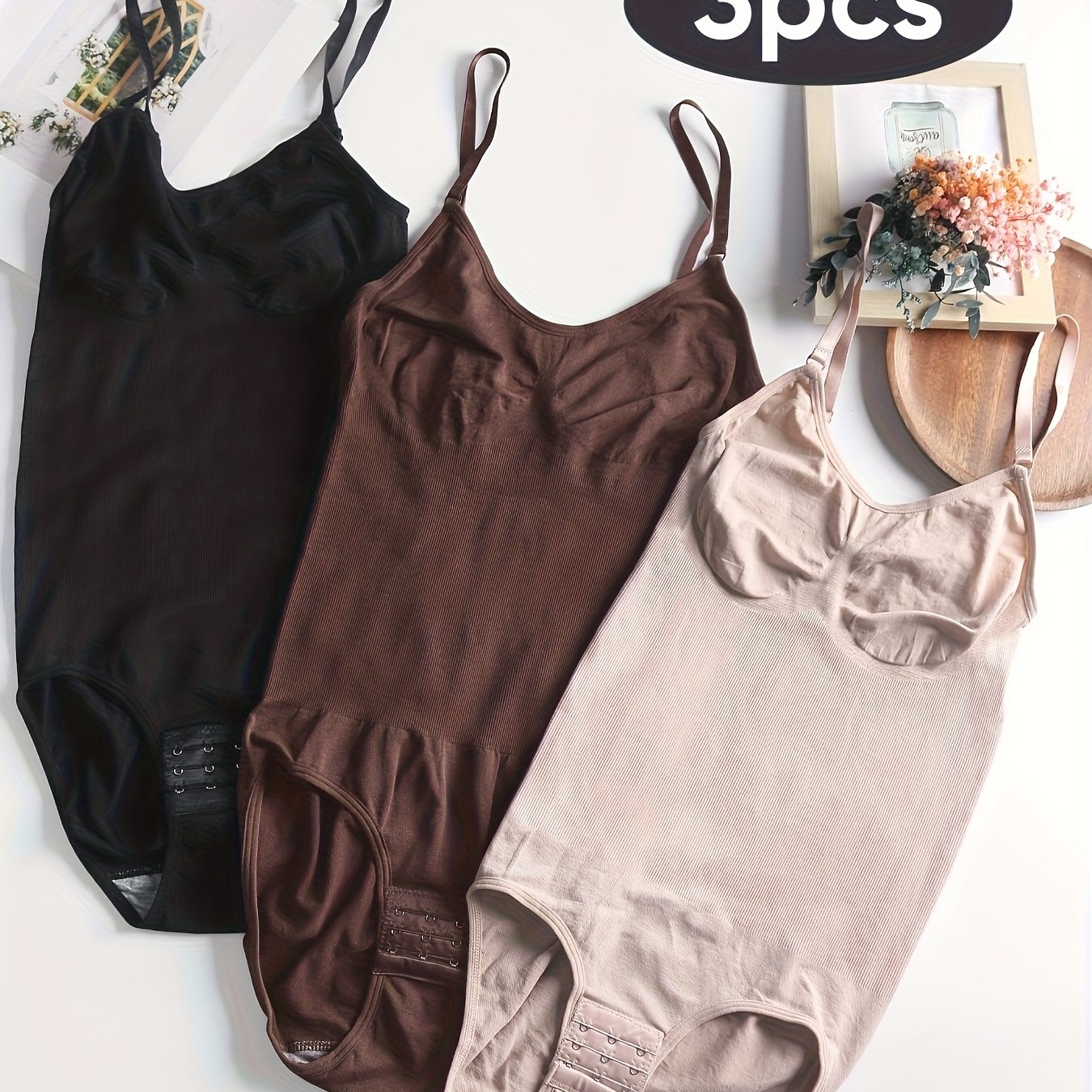 Image of 3pcs Seamless Shaping Bodysuits For Tummy Control, Lifting And Slimmer Body Shaper, Women's Underwear & Shapewear
