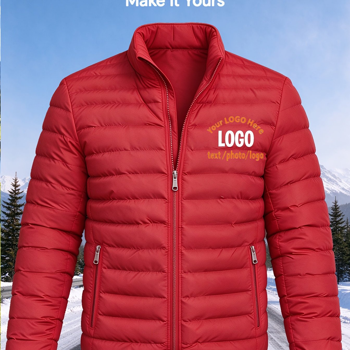 Custom Padded Jacket - Men's Stand Collar Thickened Padded