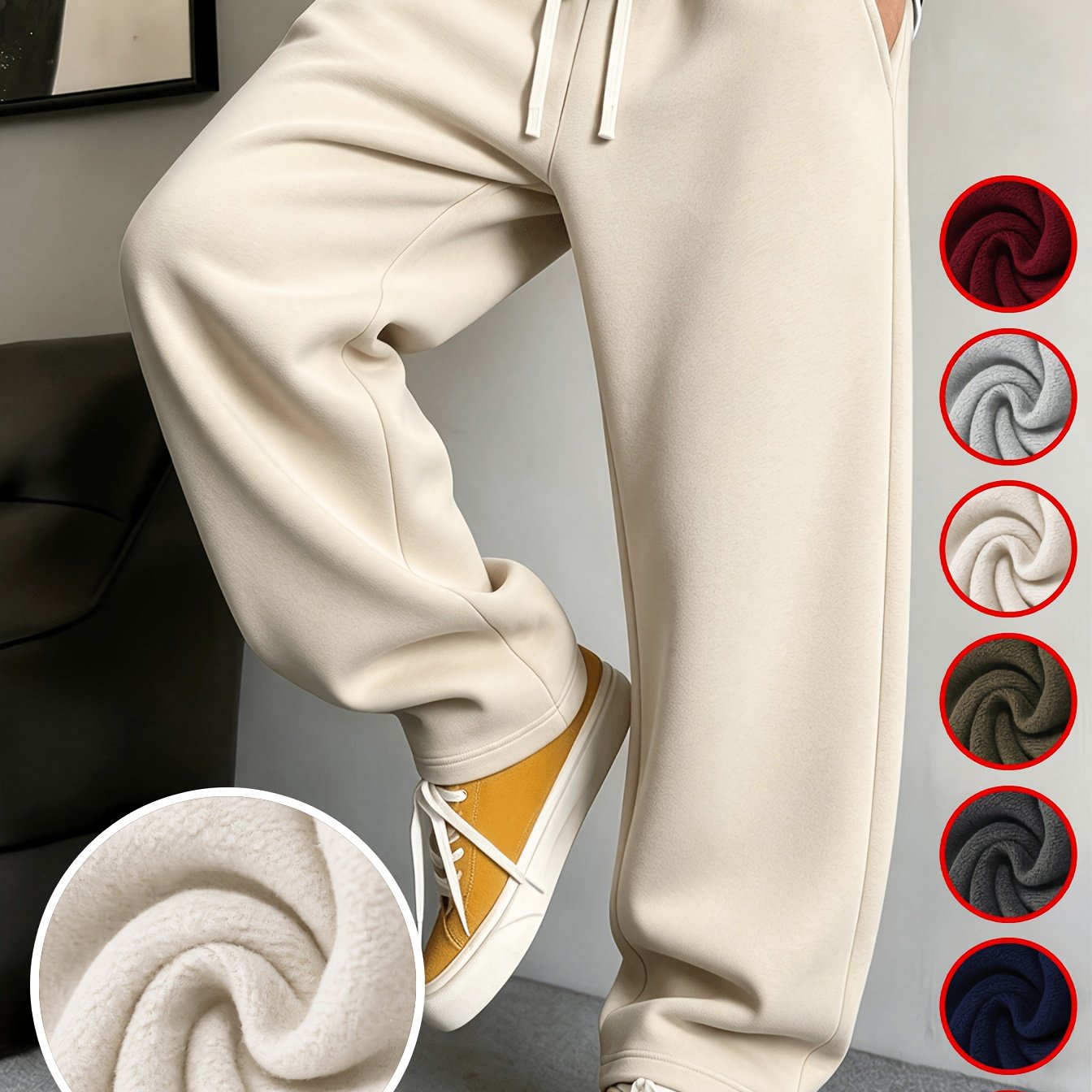 TEMU Pantaloni lunghi da invernale con coulisse, felpa, vestibilit� e , ottima tenuta del calore, coulisse in vita e tasche laterali, ideali per