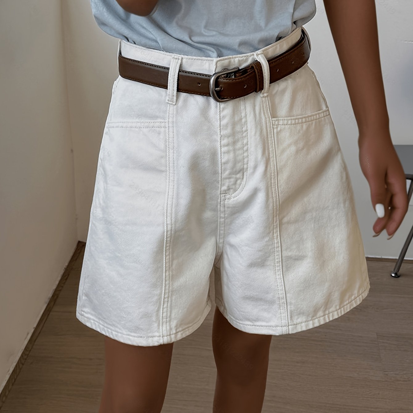 Mid Line High Waisted Versatile Denim Shorts For Women, 2026 Summer New Korean Version Loose And Wide Leg Hot Pants, With A Belt Included As A Gift