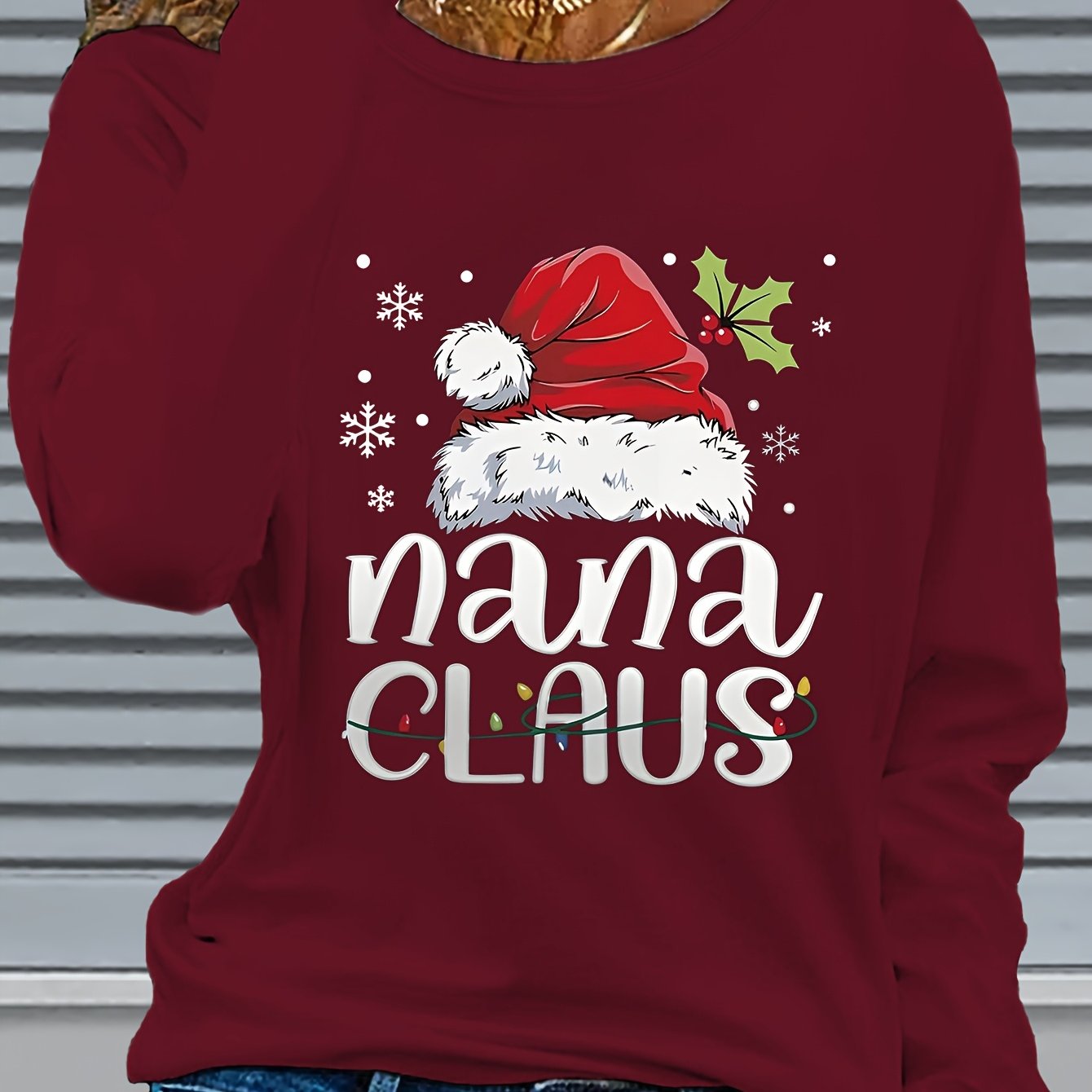 TEMU Christmas Pattern Printed Long Sleeve T-shirt For Autumn And Winter 72605