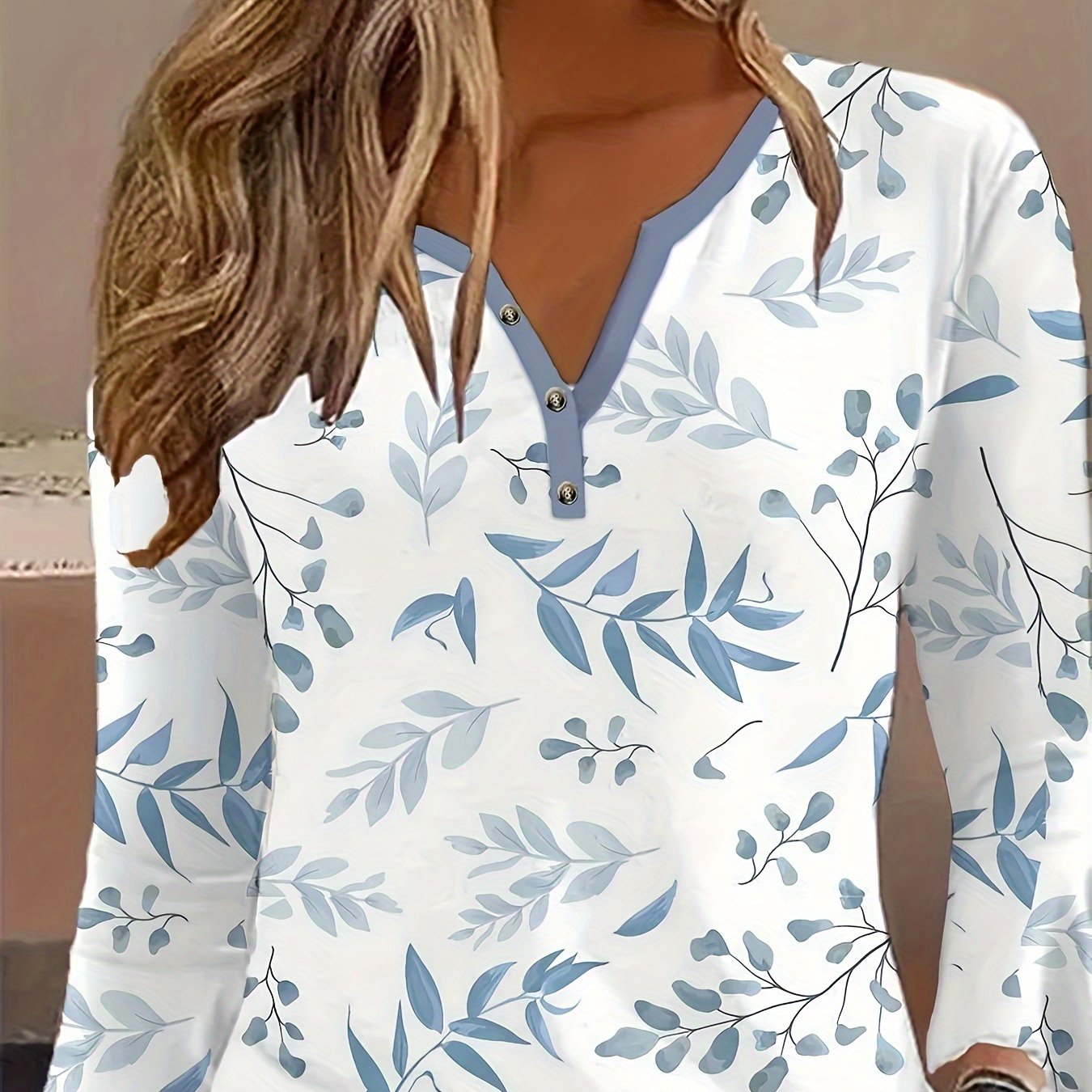 TEMU Spring And Autumn Leaf Long-sleeved T-shirt