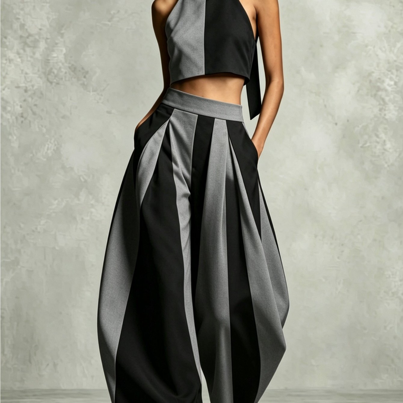 Image of New Bohemian Summer Women's Halter Top And Wide-leg Bloomers Set. Elegant And , Perfect For Dates, Dinner Parties, Casual Gatherings, Daily , And Festival Gifts. Machine Washable