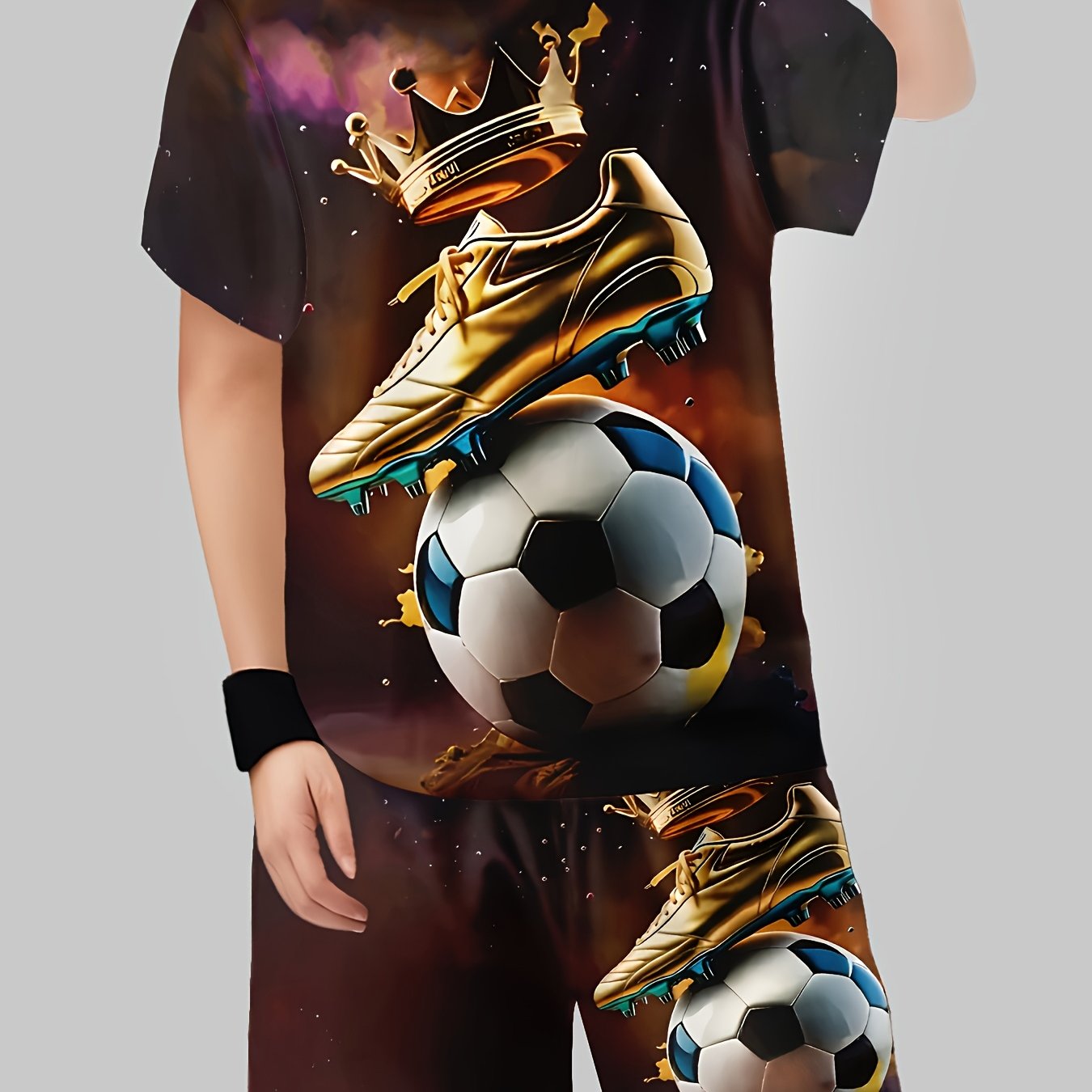 E-shop Jungen-Anzug-Mode 3D-gedrucktes Freizeit-Pullover-Kurzarm-Shorts-T-Shirt-Sweatshirt, BoysOutdoor T-Shirt-Shorts-Set, für den Außenbereich