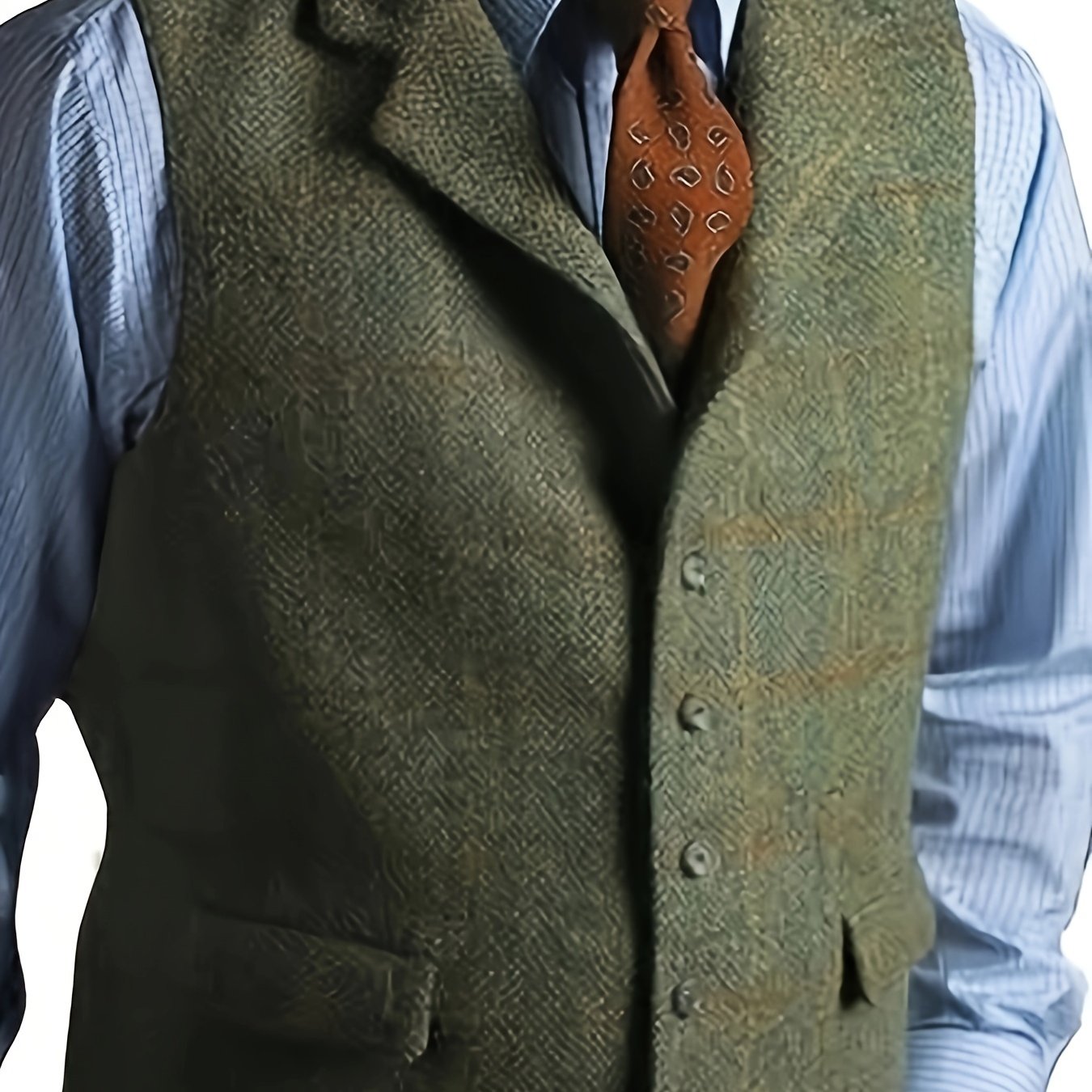 TEMU Mens Casual Suit Vest Tweed Slim Fit Waistcoat For Wedding Groomsmen