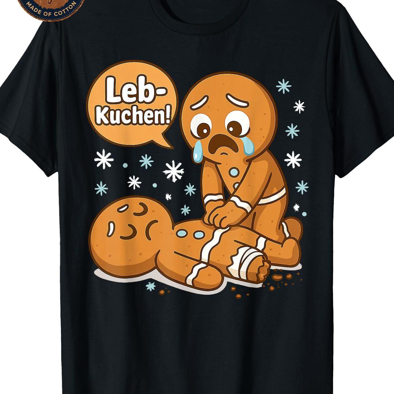 TEMU Men's T-shirt Funny Christmas Gingerbread Lebkuchen Graphic Print T Shirt Unisex Casual Breathable Soft Streetwear Summer Everyday Wear Outdoor