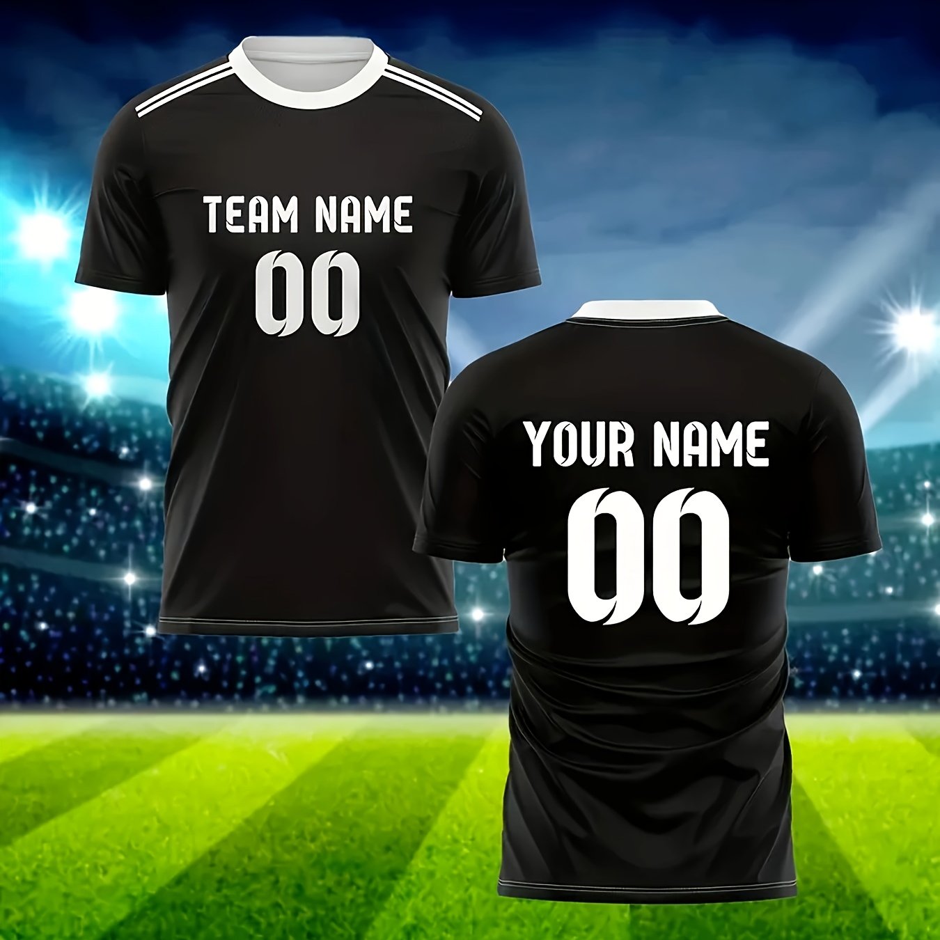 TEMU Customized Football Sports Tops & Diy Name And Number & Round Neck Comfortable And Breathable Sports Tops & Suitable For Competitions, Leisure