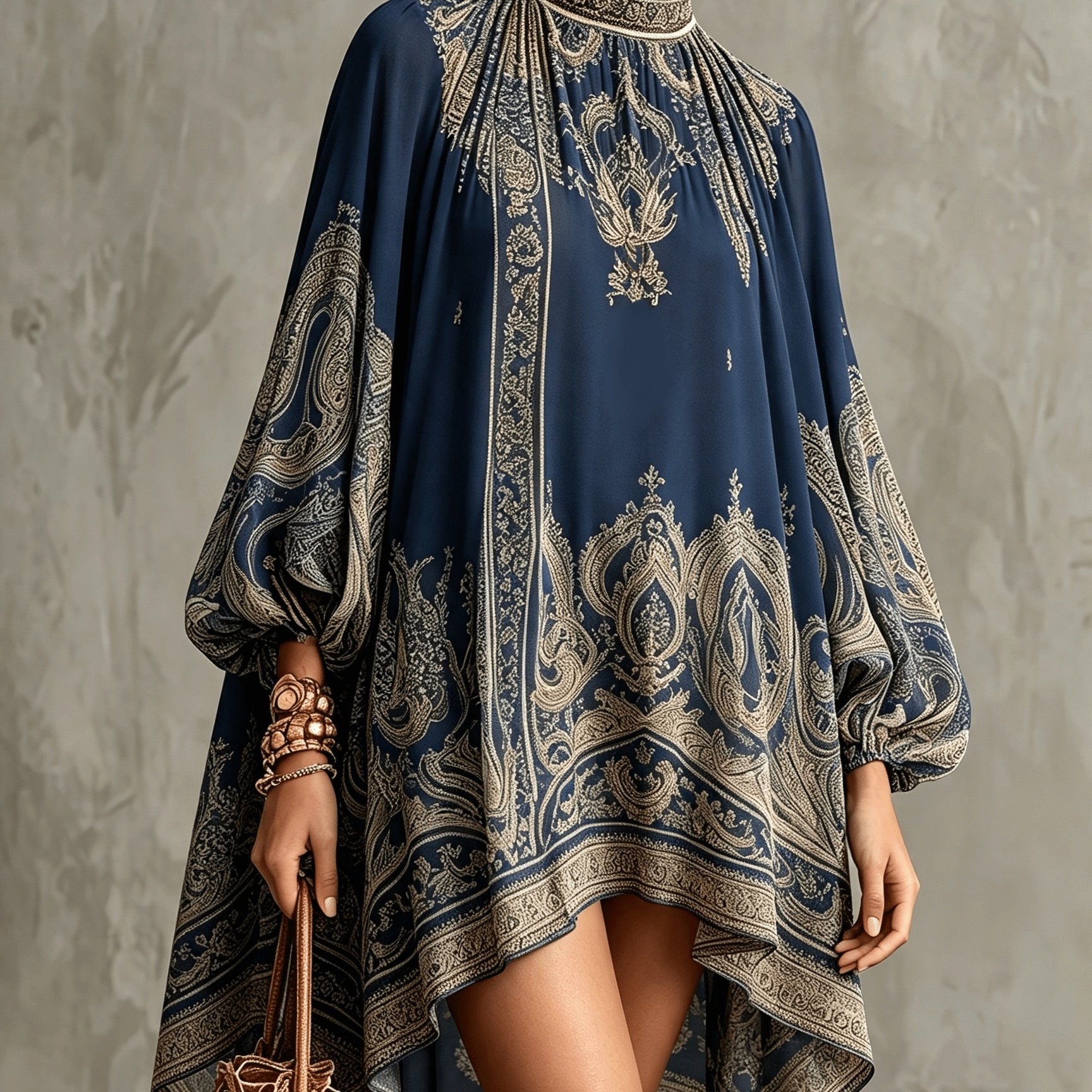TEMU Plus Size, Plus Size Women's Vintage Casual Printed Long Sleeve Dress, Versatile For Daily And Leisure
