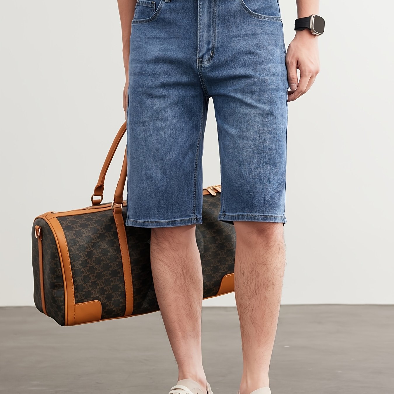 New Arrival, Men's Summer Light Blue Straight Denim Shorts, New Loose & Versatile Five-point Pants, Casual Trendy Cropped Trousers For Men