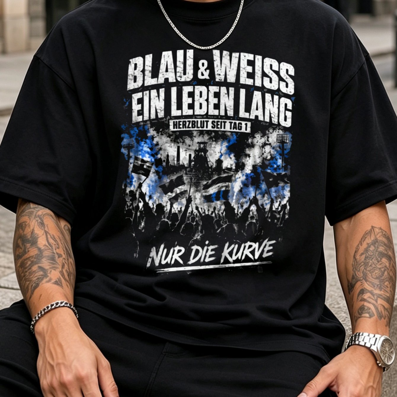 Image of Men' German Football Fan T-shirt - Ultras Soccer Tee With Stadium Print & Suitable For Outfit, Casual Round Neck Top For German National Supporters, Machine Washable Fan Apparel