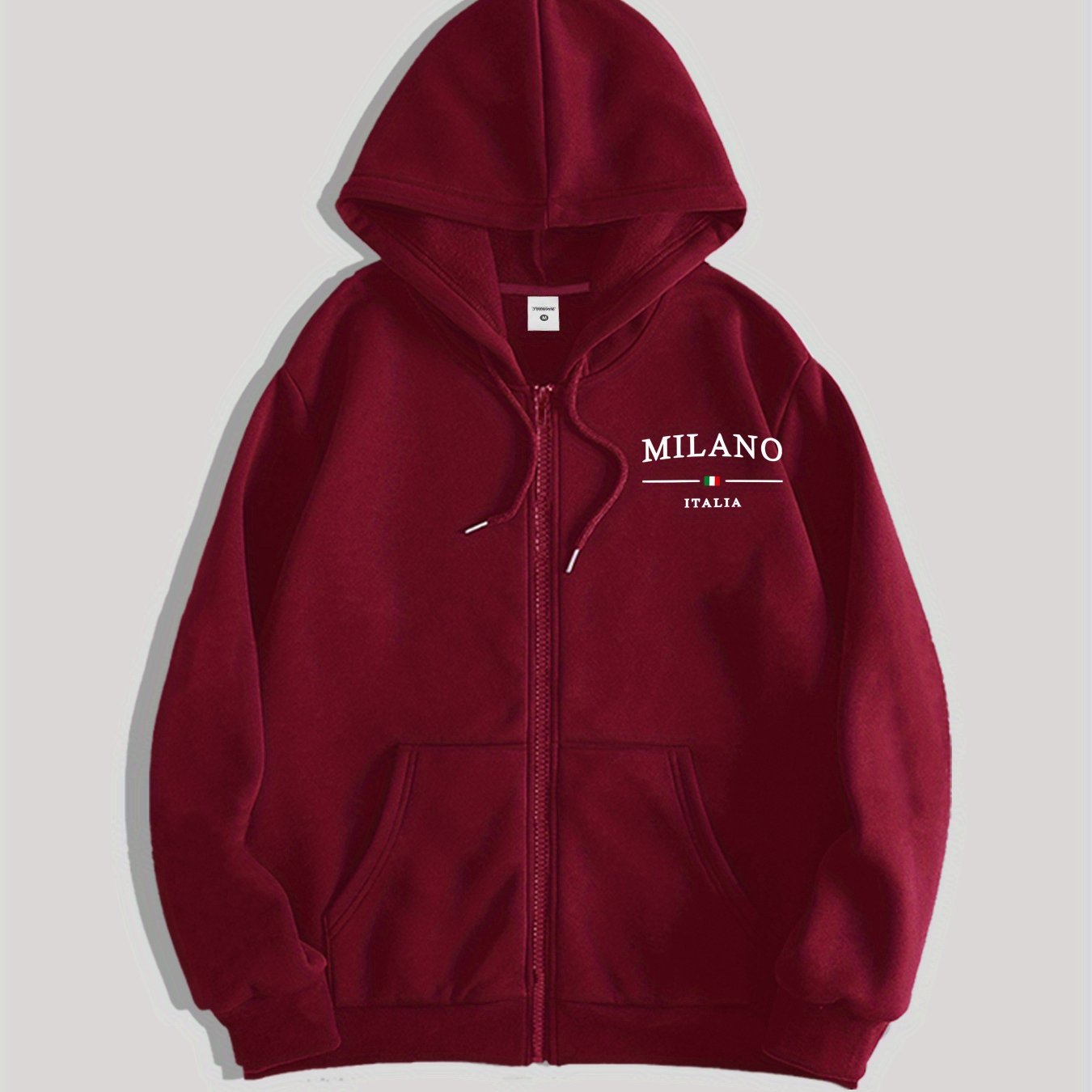 TEMU Men' Logo Print Zip-up Hoodie, Perfect For Casual Streetwear And Trendy Outfits
