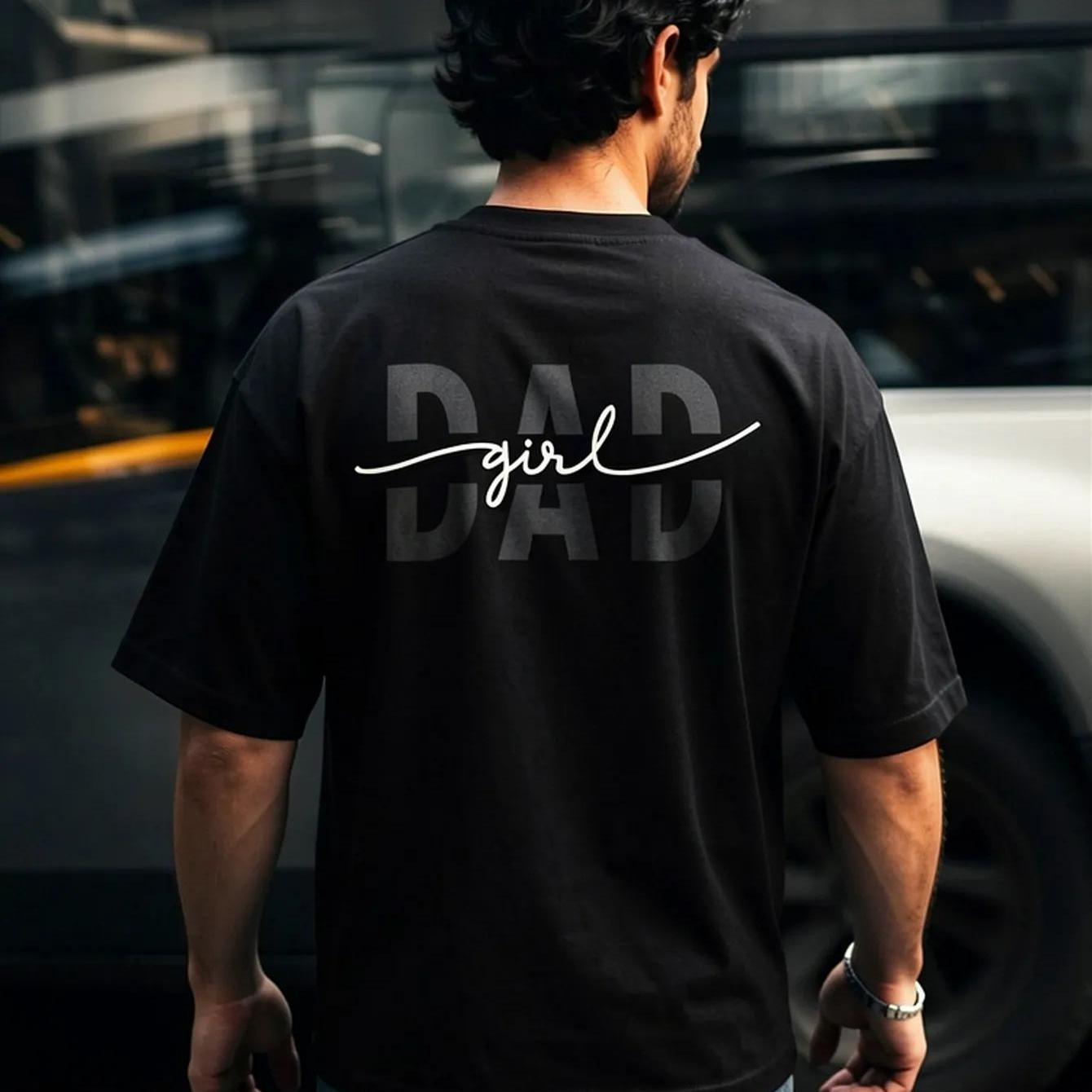 Image of 2d Men's & Dad' T-shirt, Casual Short-sleeve Round-neck T-shirt, Featuring A & Dad Design, Machine Washable, Comfortable Shirt, Dad Father Shirt, Short-sleeve Top, Dad Print T-shirt