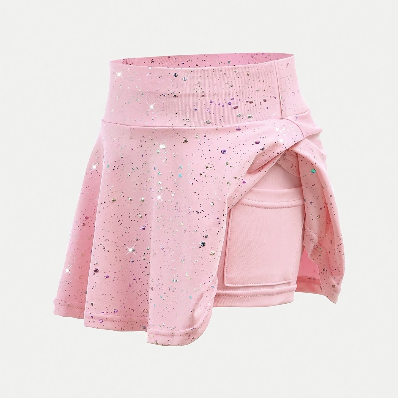 Image of Girls' -waist Mini Skirt, High-waist High-elastic Starry Print With Lining Shorts Anti-sheer Skirt, Suitable For Girls' Running Tennis Skirt Pants, Yoga Fitness Sports, Dance, And Casual Wear