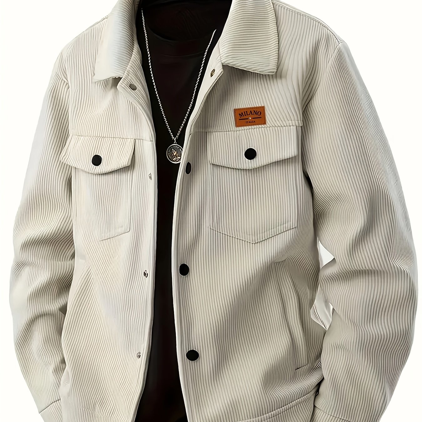 TEMU [ Obm] Lightweight Autumn Winter 's Casual Sports Top Functional Jacket Corduroy Lapel Jacket Cargo Jacket Casual Loose Multi-pocket Retro
