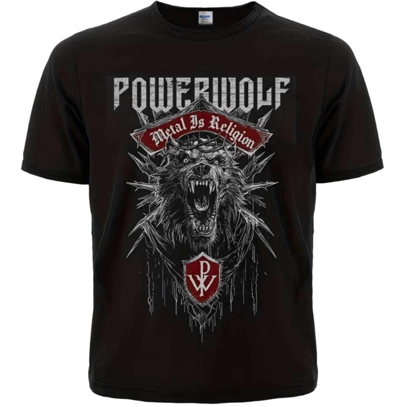 TEMU Men's Wolf And Swords Print T-shirt | Casual Crew Neck, Stretch Fabric, Ideal For Running, Hiking, Daily Wear, And Sports