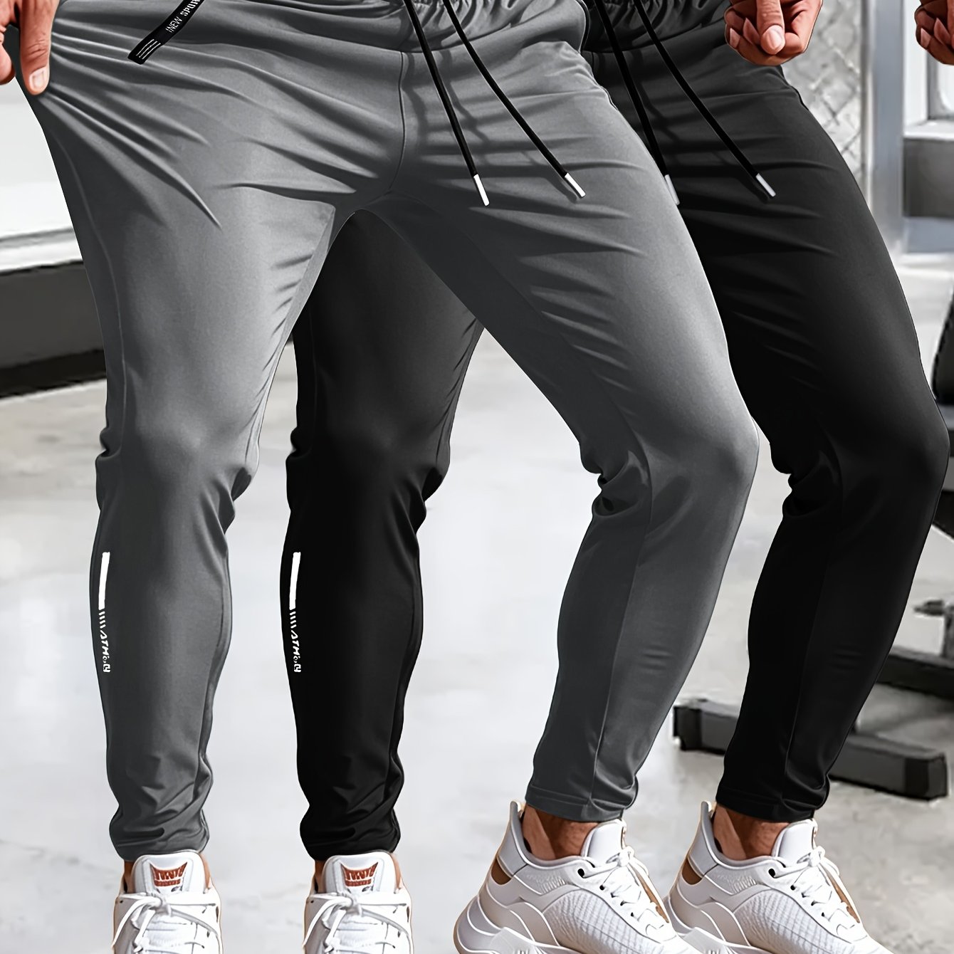Image of 2pcs Men's Stretch Sports Pants, Lightweight Outdoor Hiking Trousers With Zipper Pockets For Fishing, Camping And Daily Wear